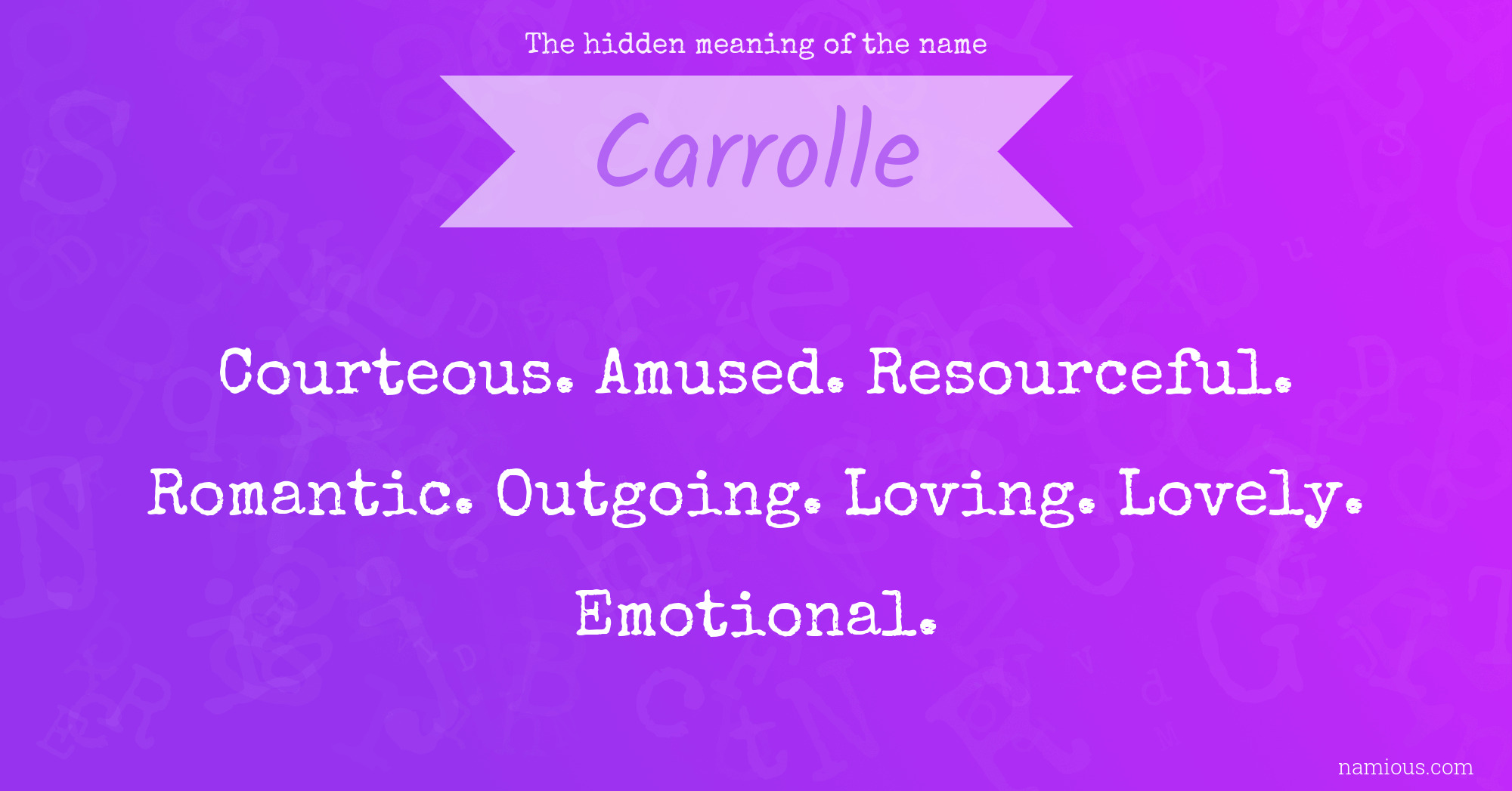 The hidden meaning of the name Carrolle