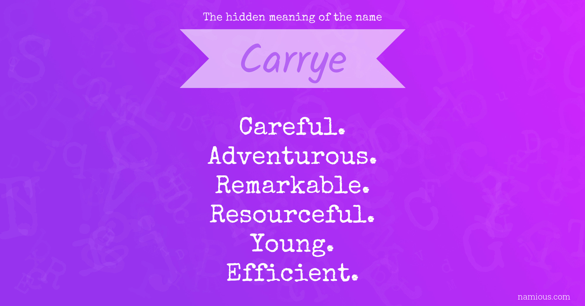 The hidden meaning of the name Carrye