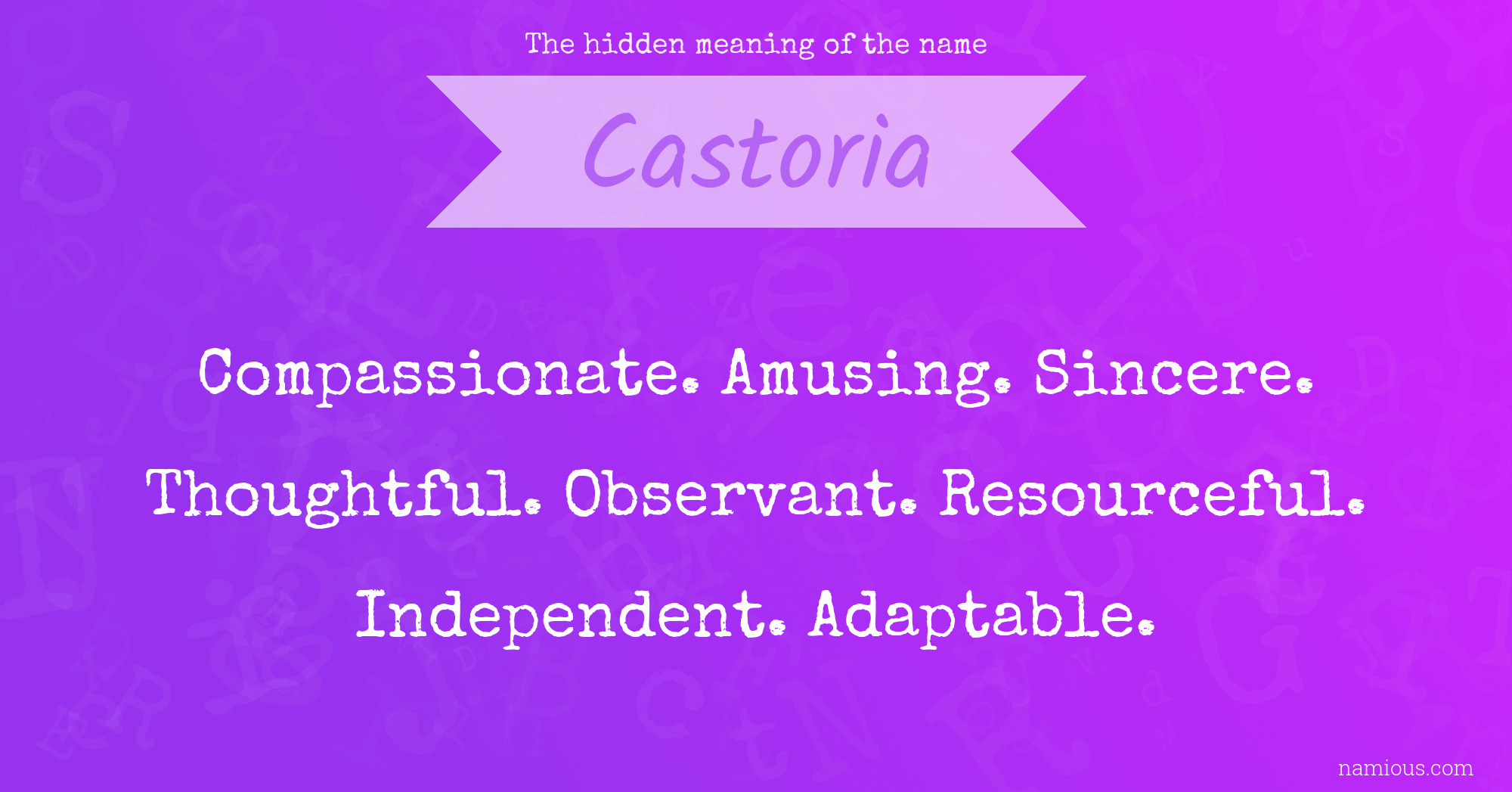 The hidden meaning of the name Castoria