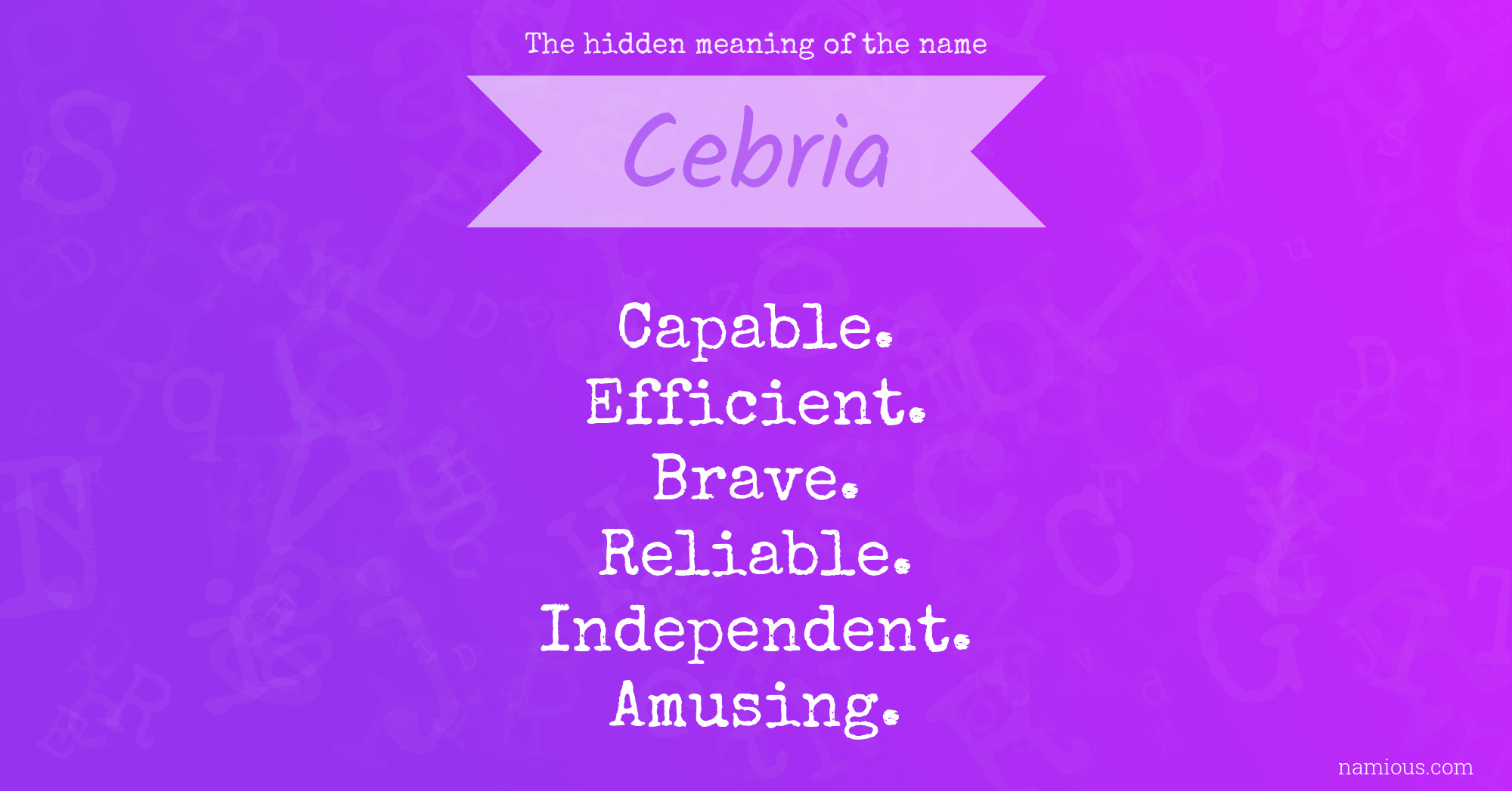 The hidden meaning of the name Cebria