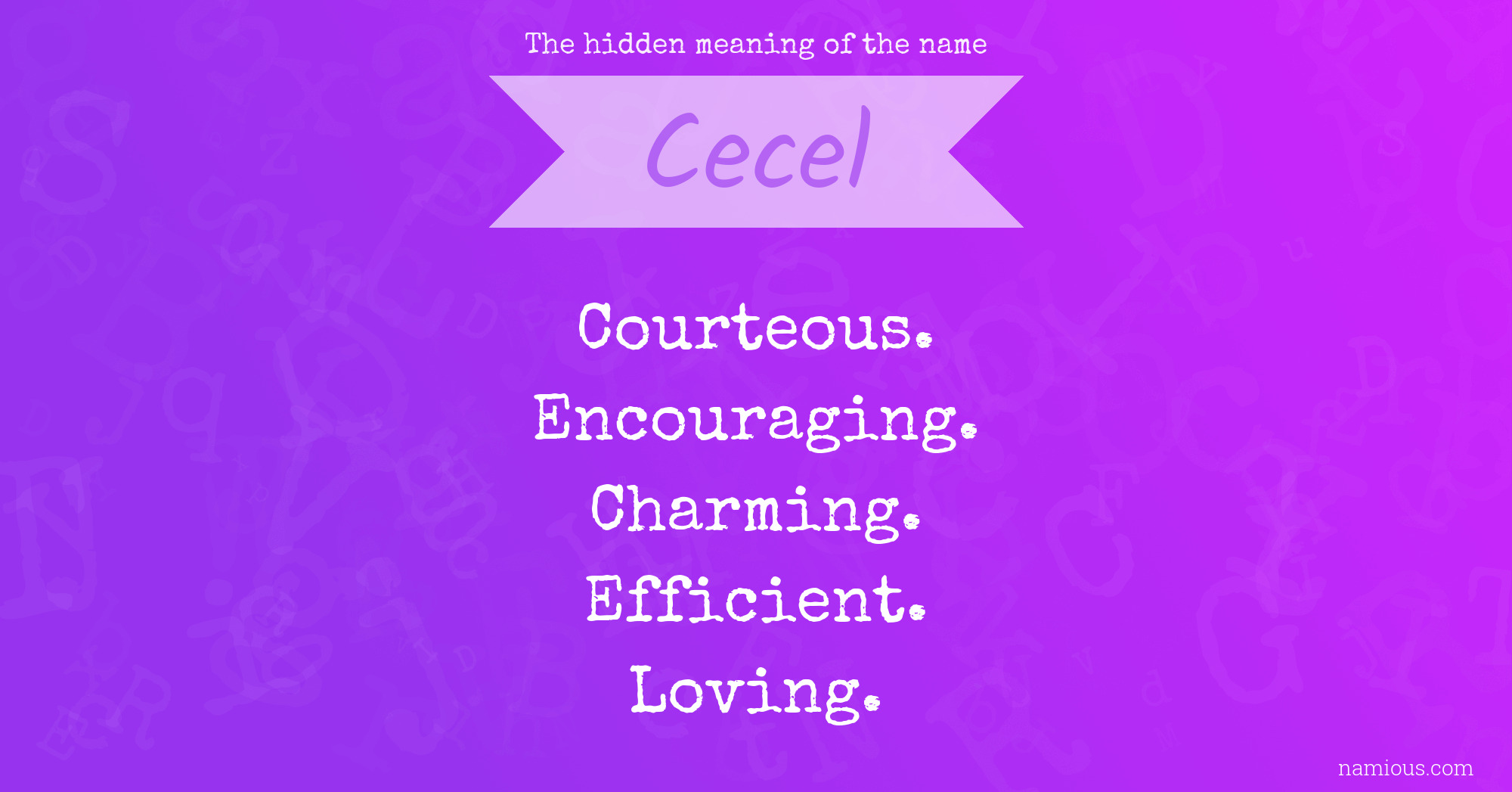 The hidden meaning of the name Cecel