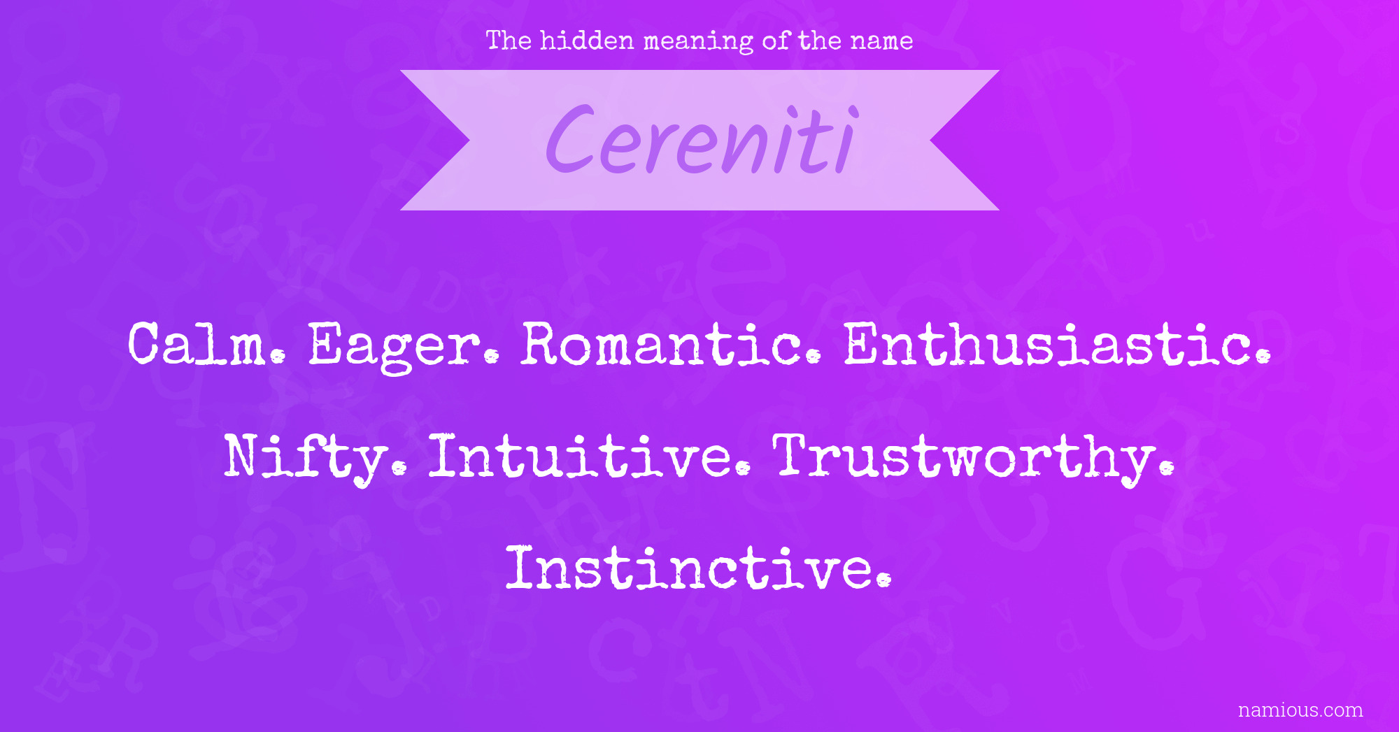 The hidden meaning of the name Cereniti