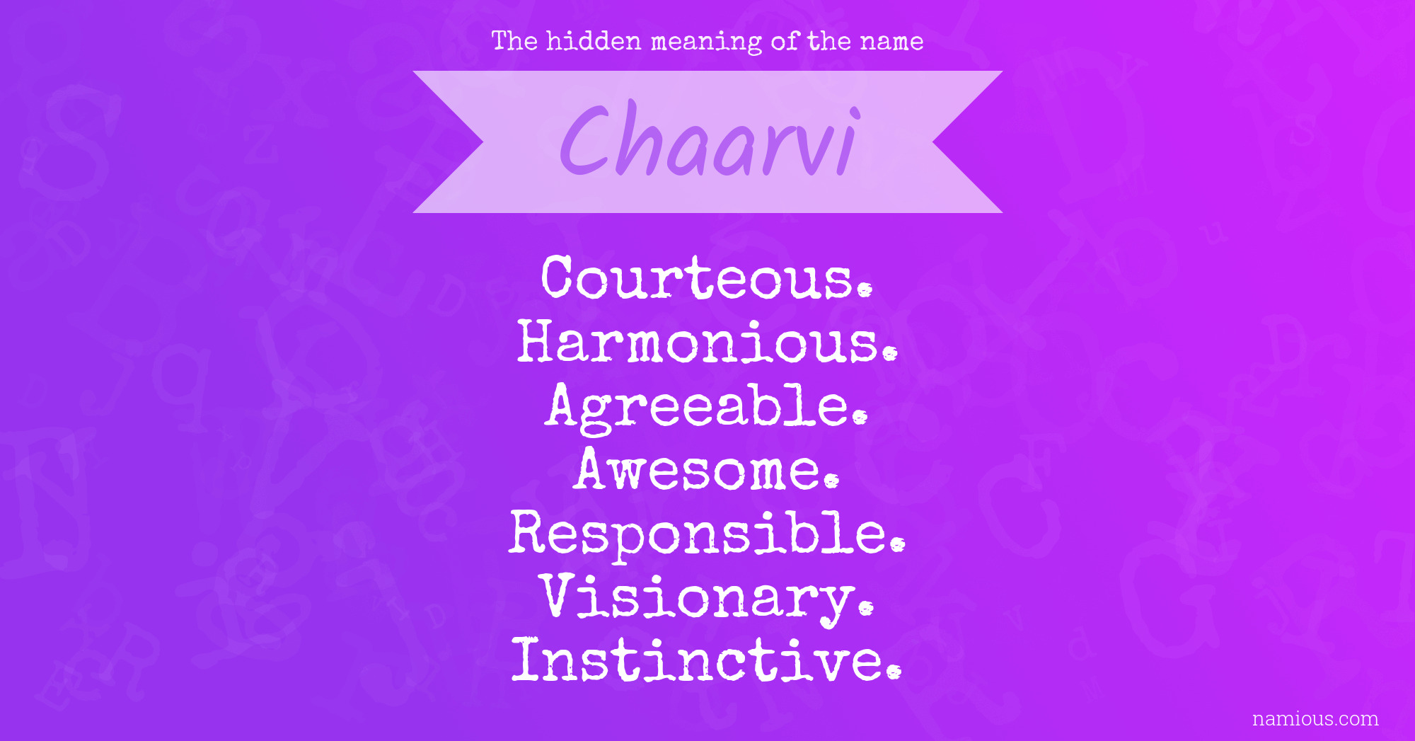 The hidden meaning of the name Chaarvi