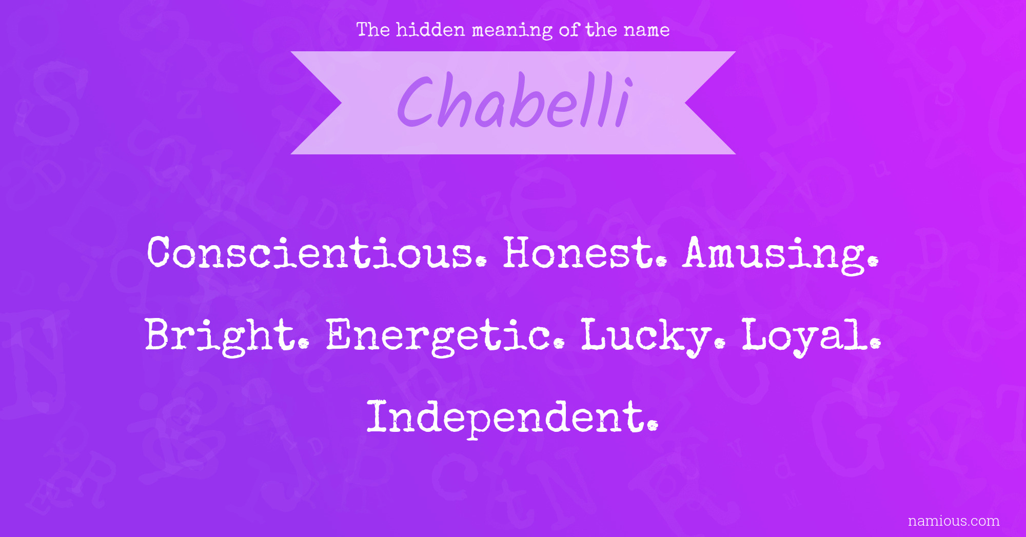 The hidden meaning of the name Chabelli