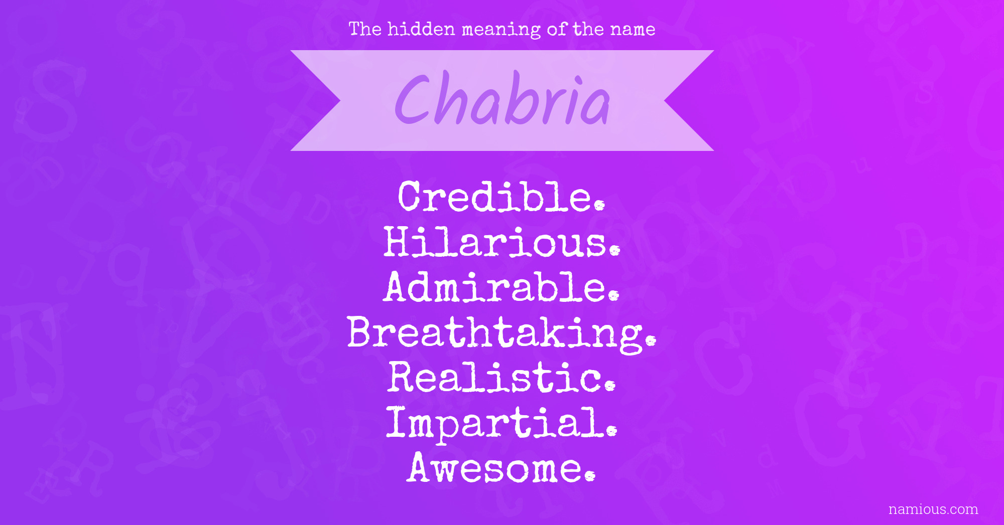 The hidden meaning of the name Chabria