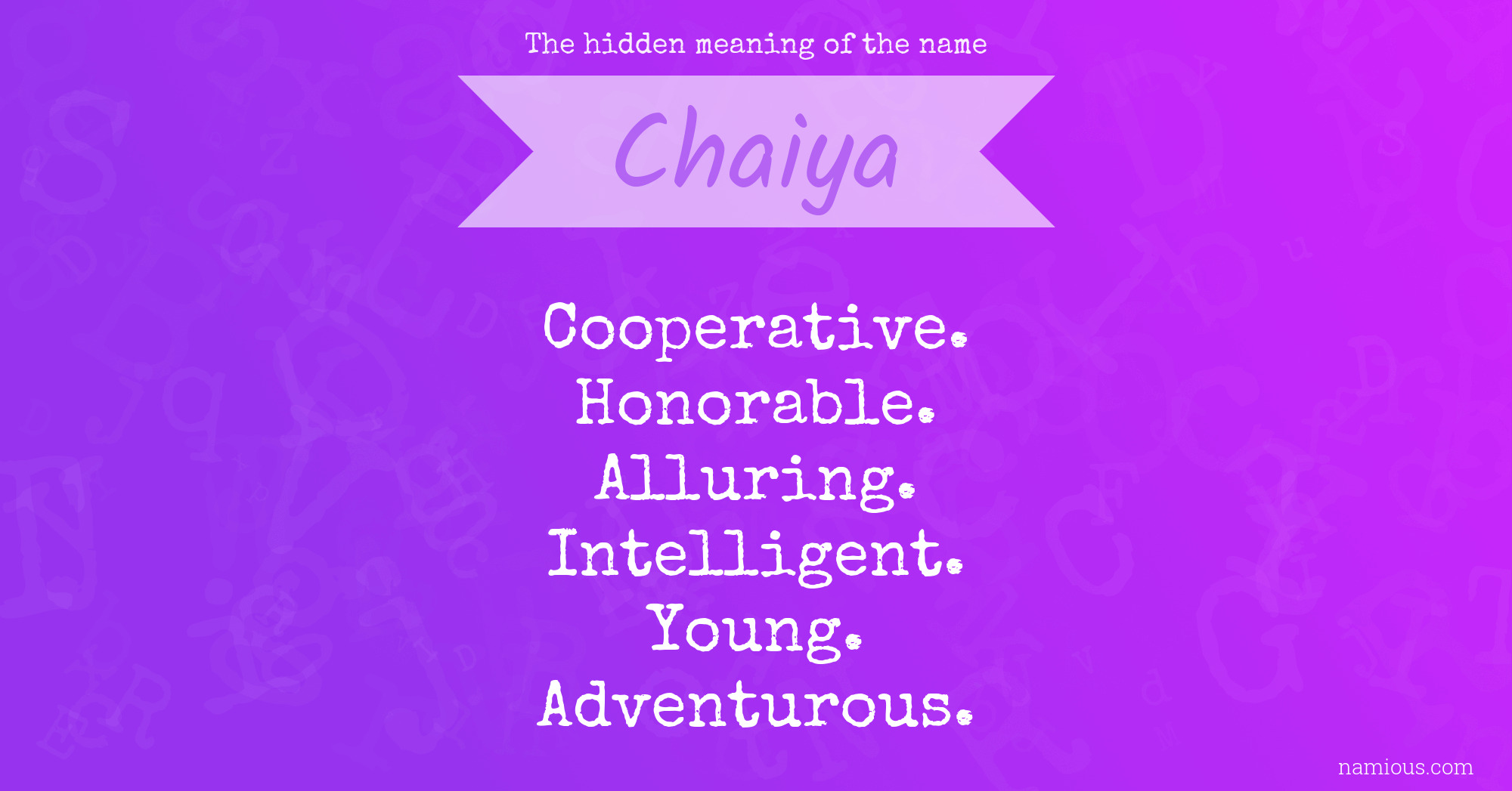 The hidden meaning of the name Chaiya