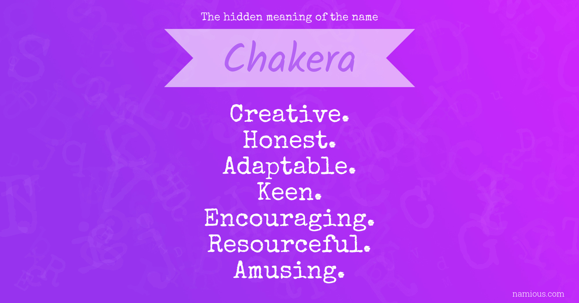 The hidden meaning of the name Chakera