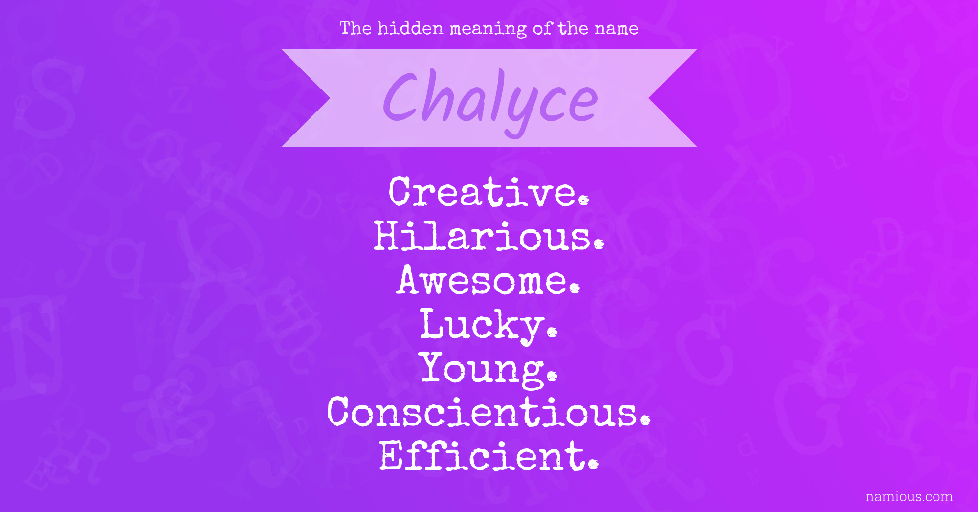 The hidden meaning of the name Chalyce