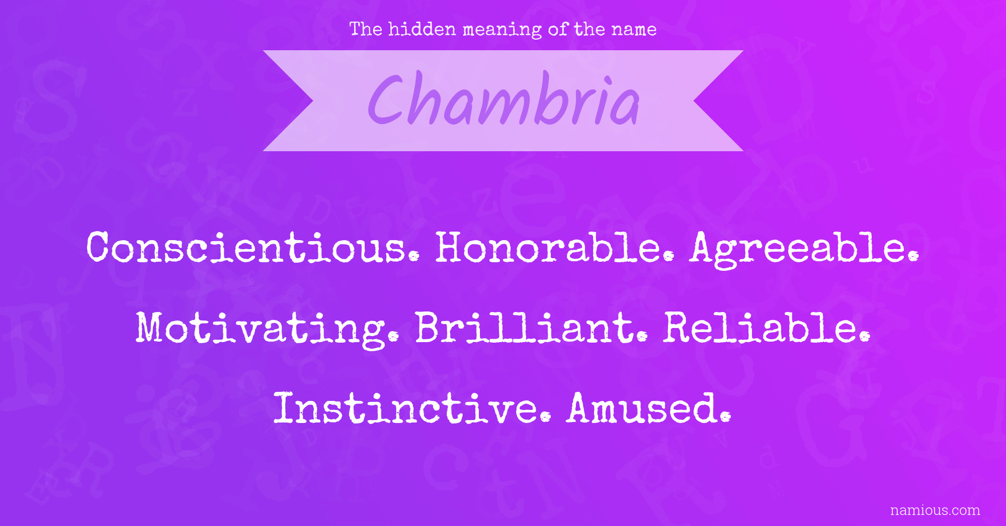 The hidden meaning of the name Chambria