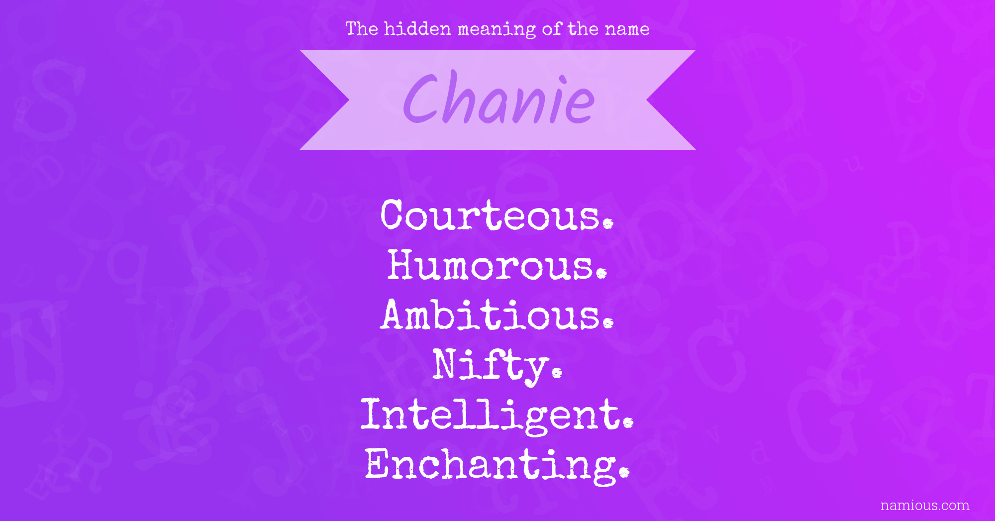 The hidden meaning of the name Chanie