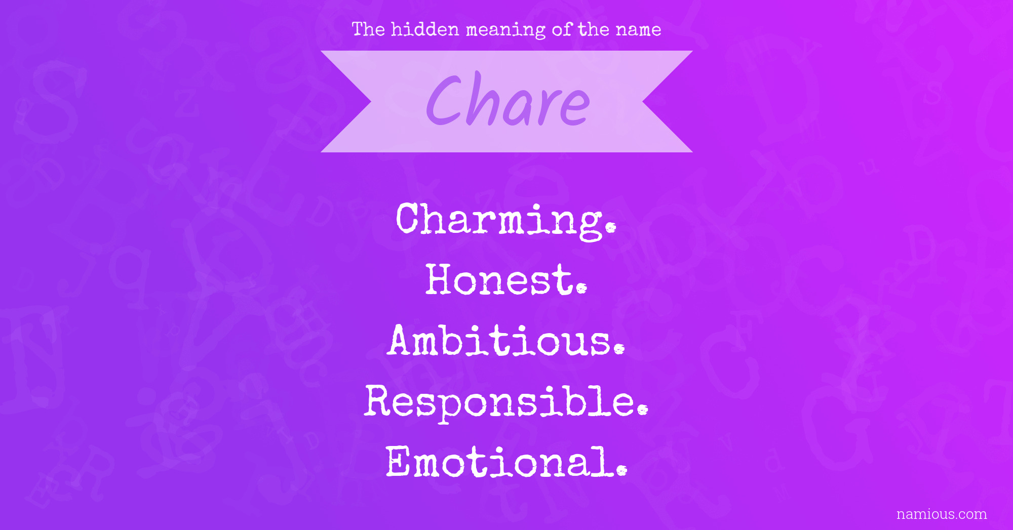 The hidden meaning of the name Chare