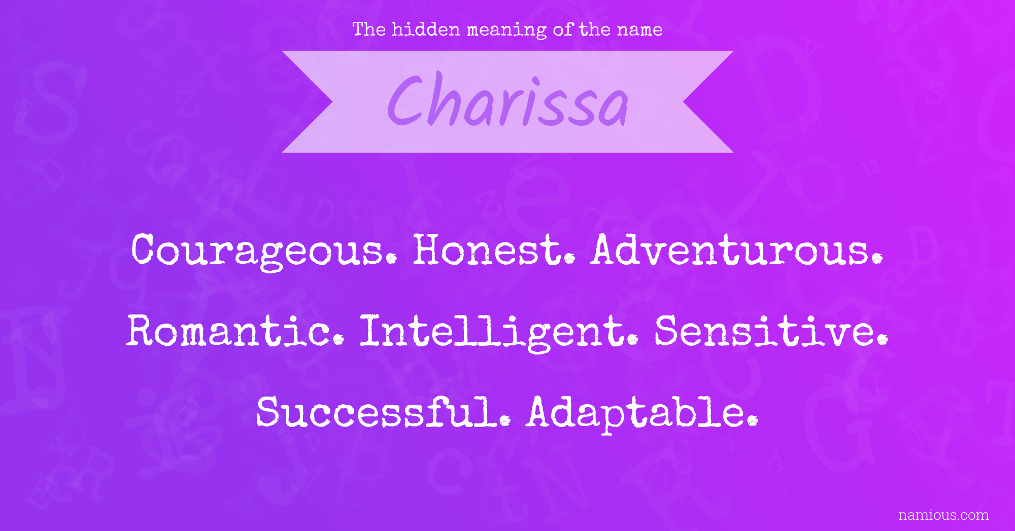 The hidden meaning of the name Charissa