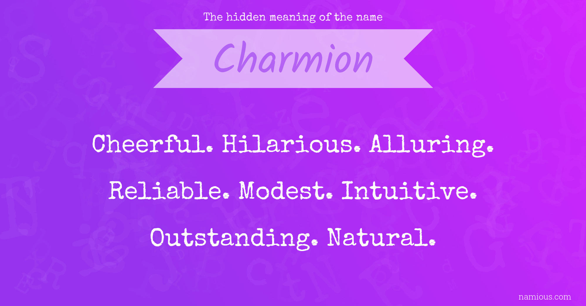 The hidden meaning of the name Charmion