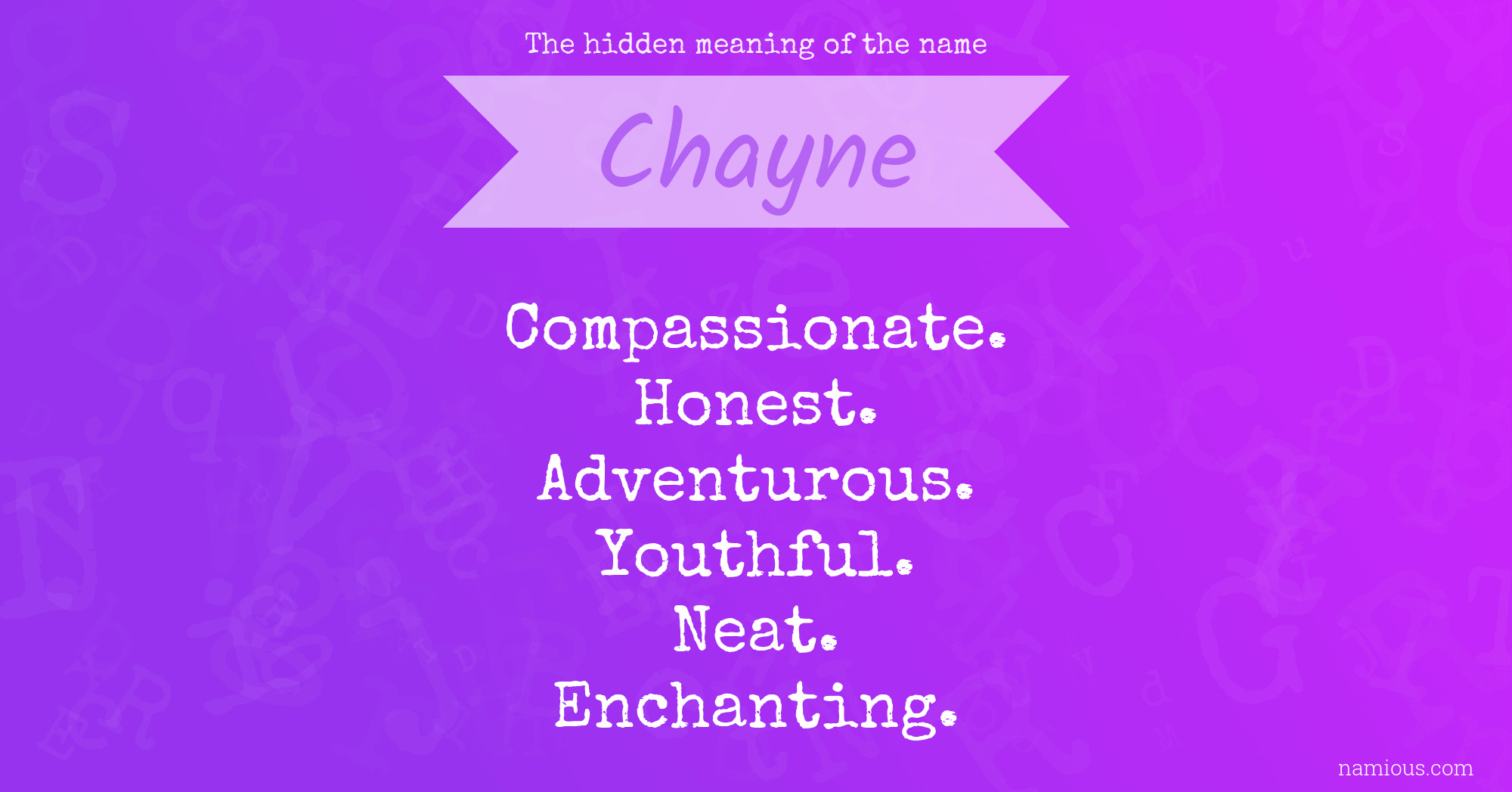 The hidden meaning of the name Chayne