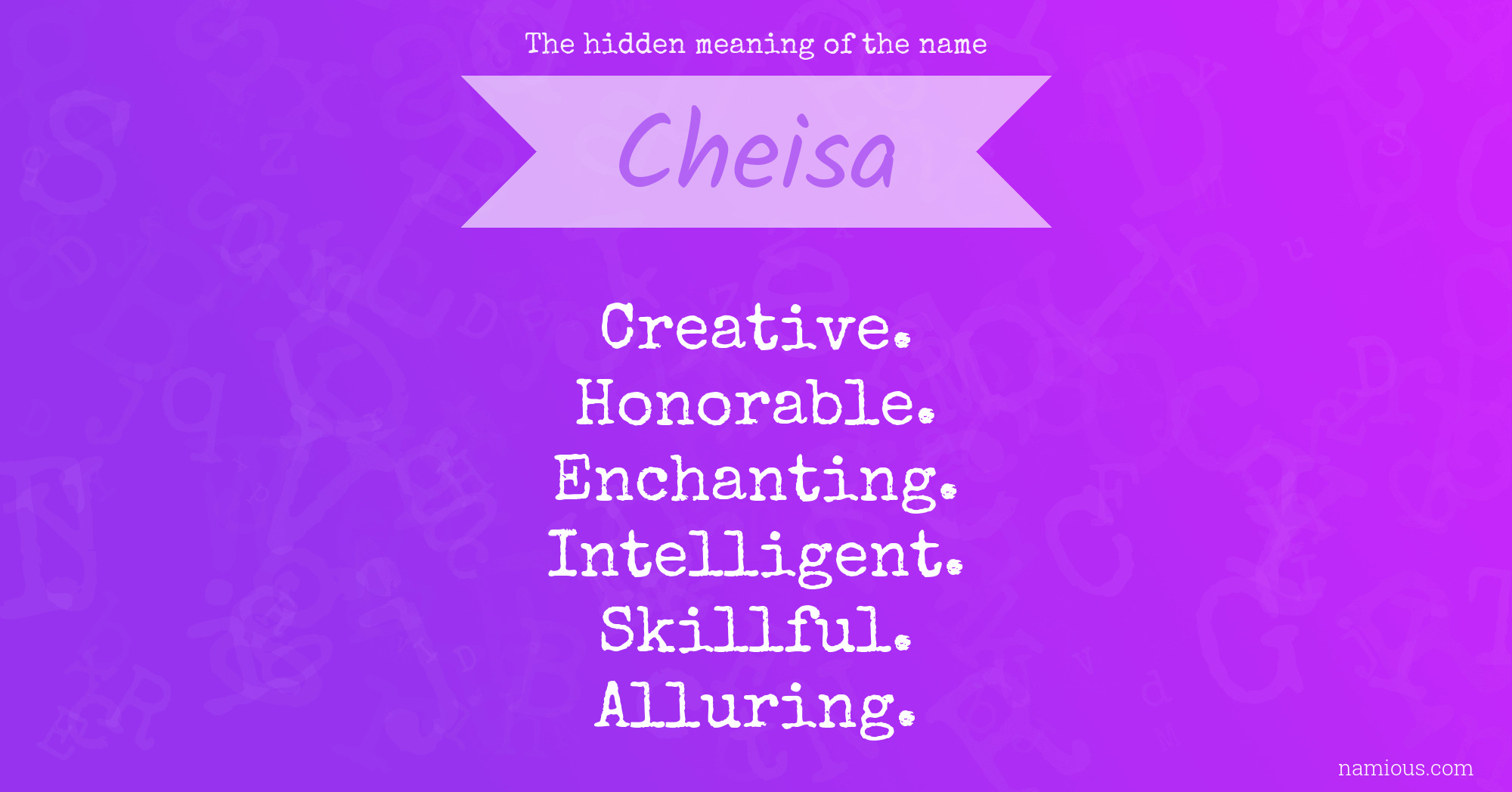 The hidden meaning of the name Cheisa