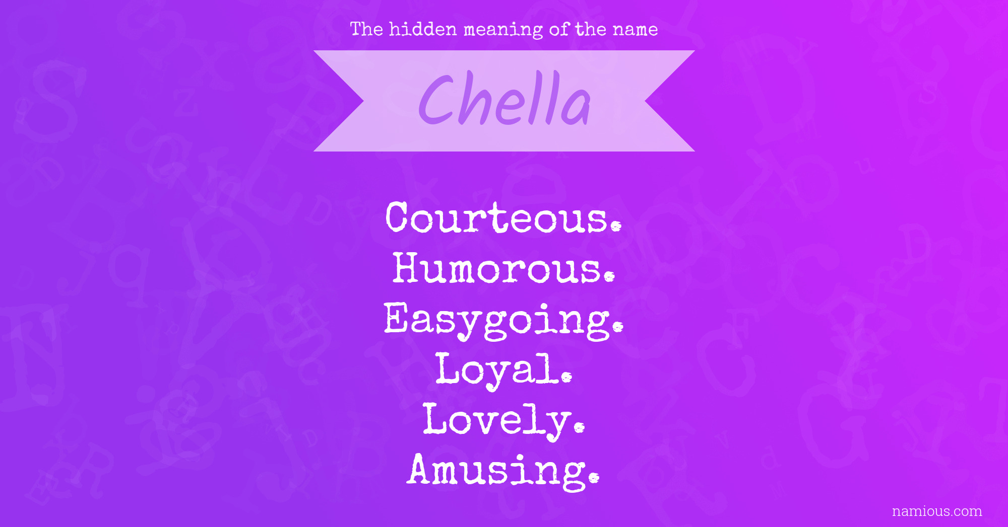 The hidden meaning of the name Chella