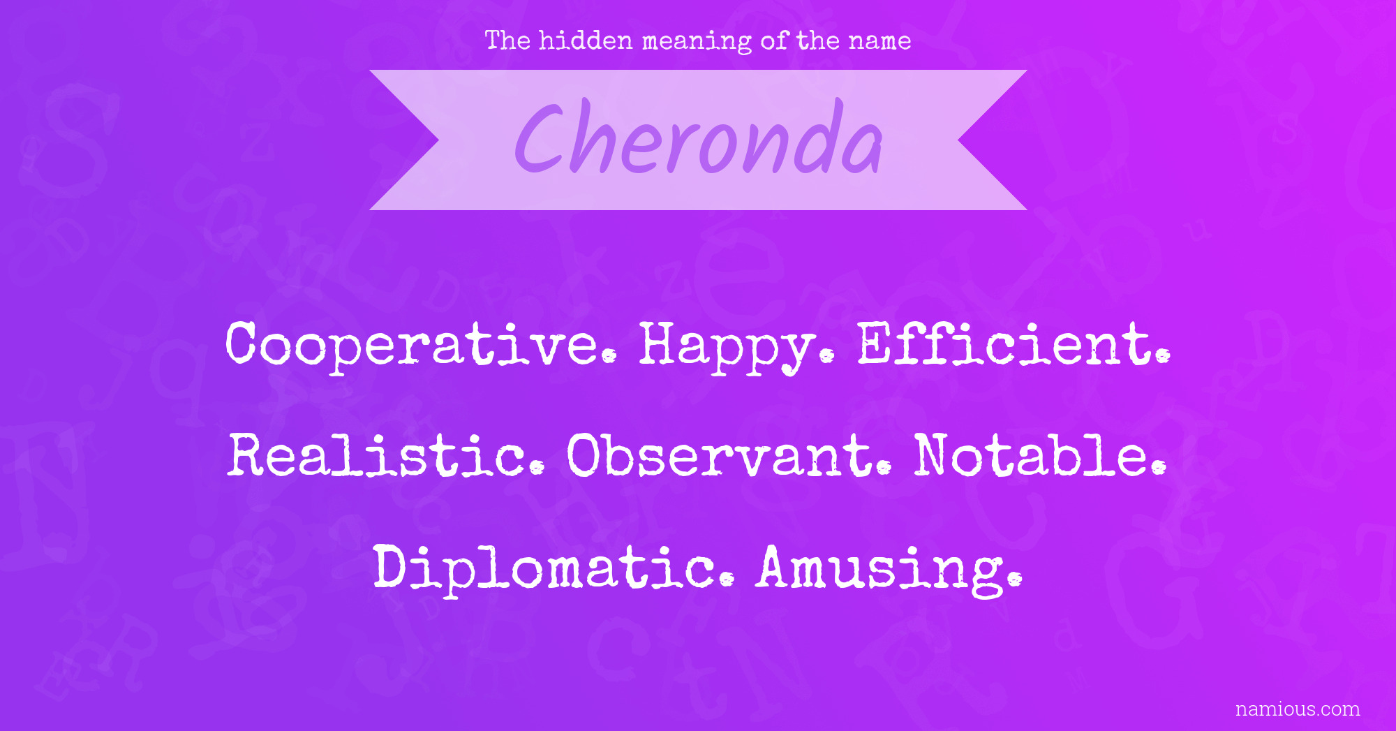 The hidden meaning of the name Cheronda