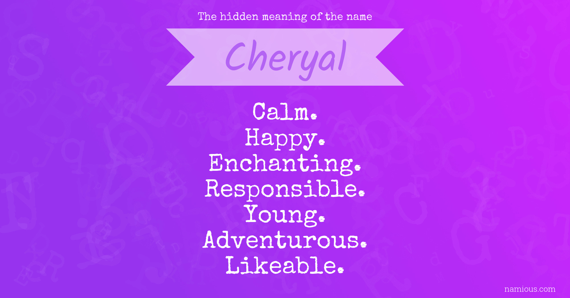 The hidden meaning of the name Cheryal