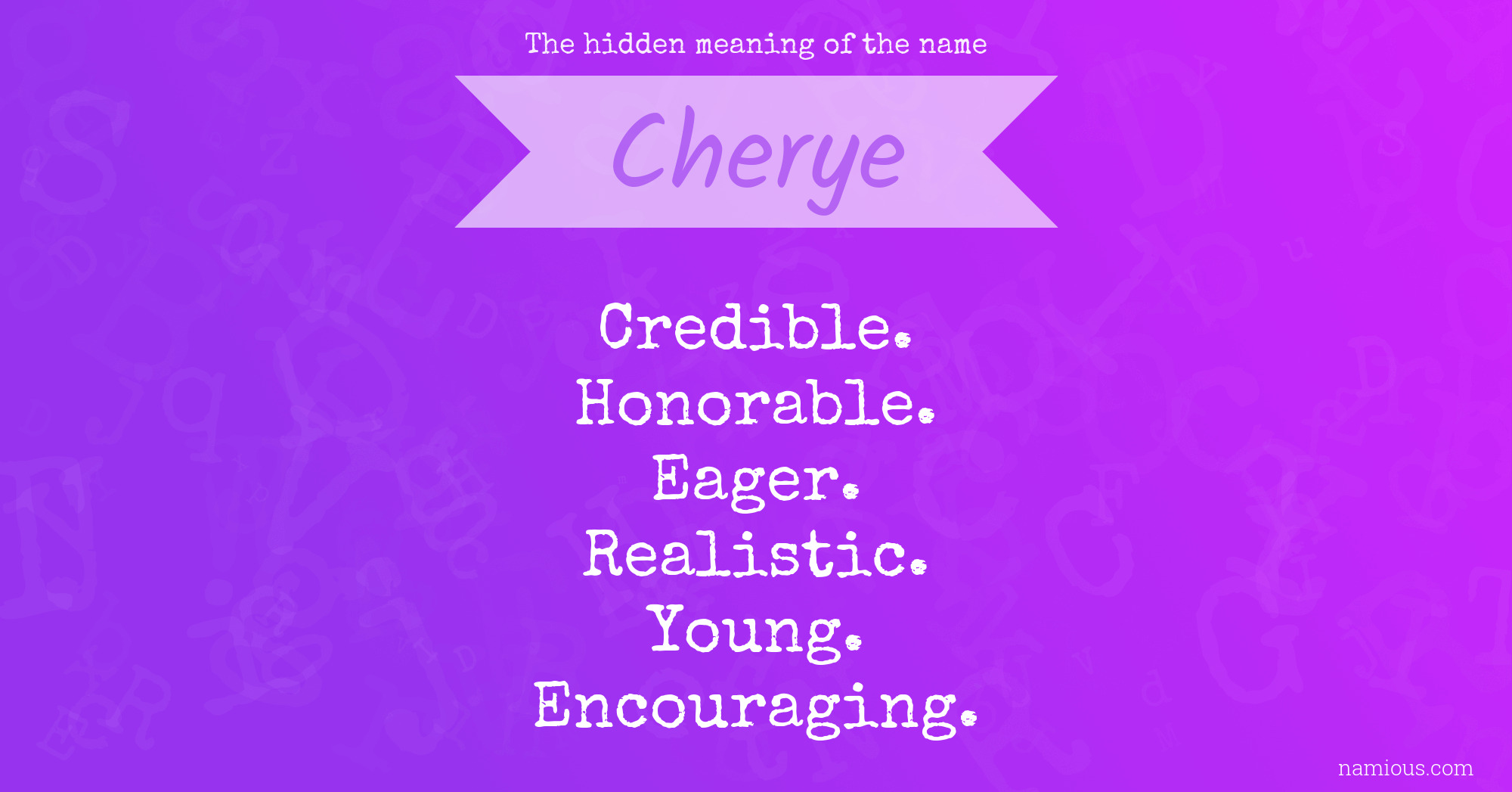 The hidden meaning of the name Cherye