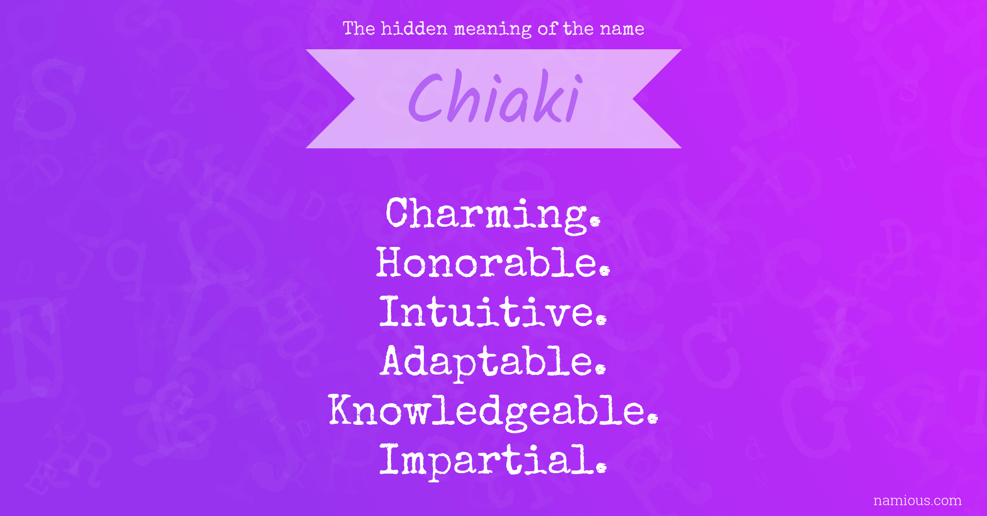 The hidden meaning of the name Chiaki