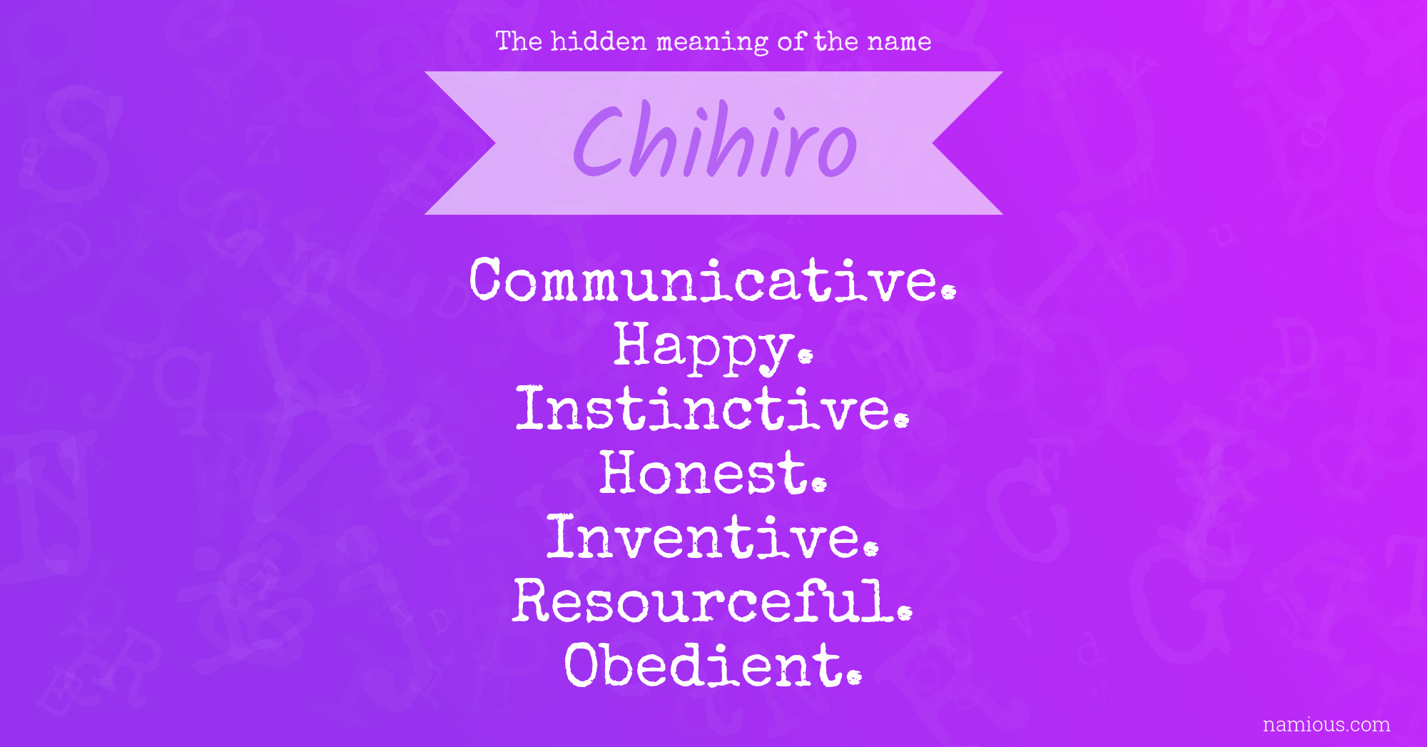 The hidden meaning of the name Chihiro