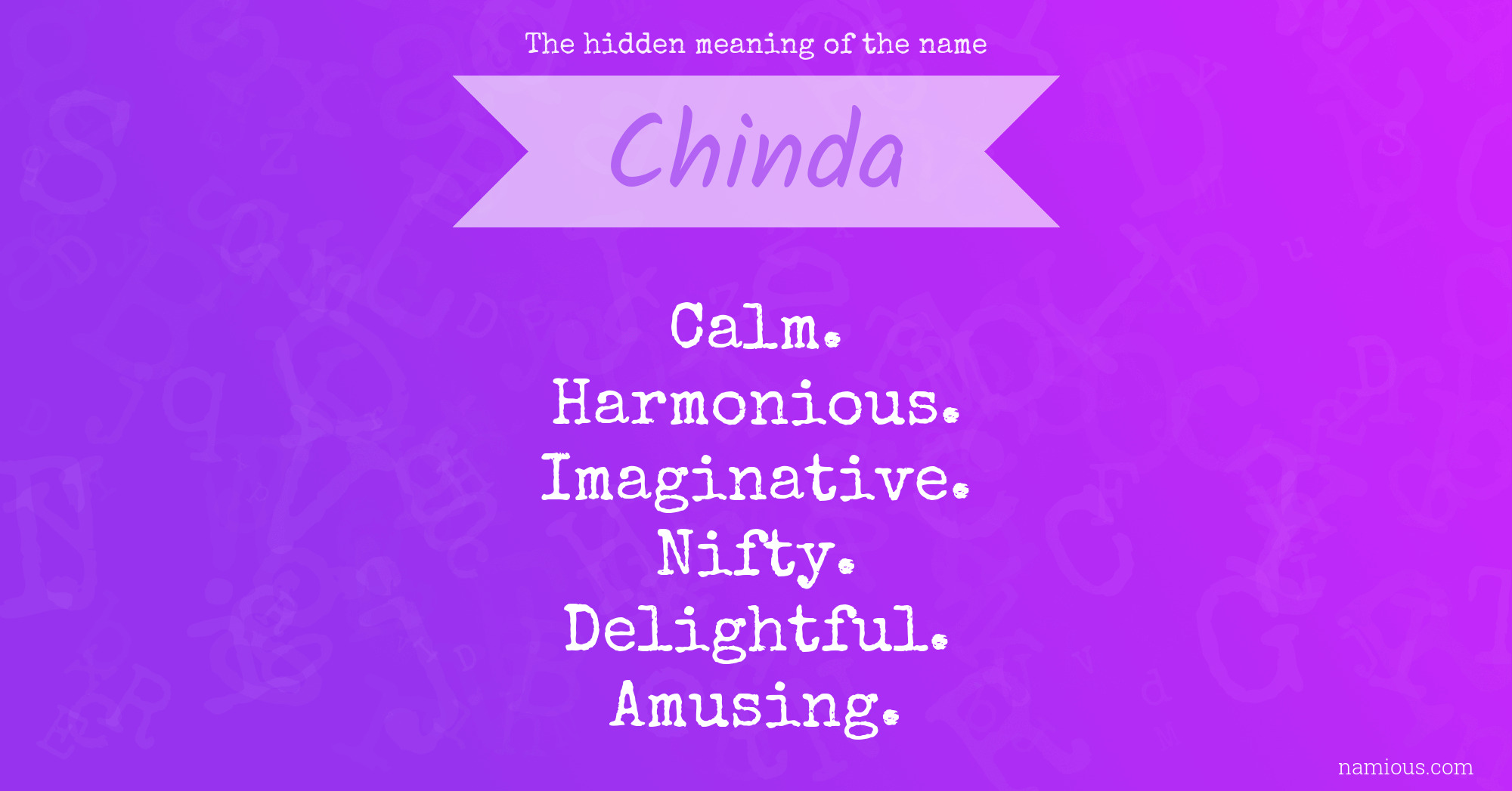 The hidden meaning of the name Chinda