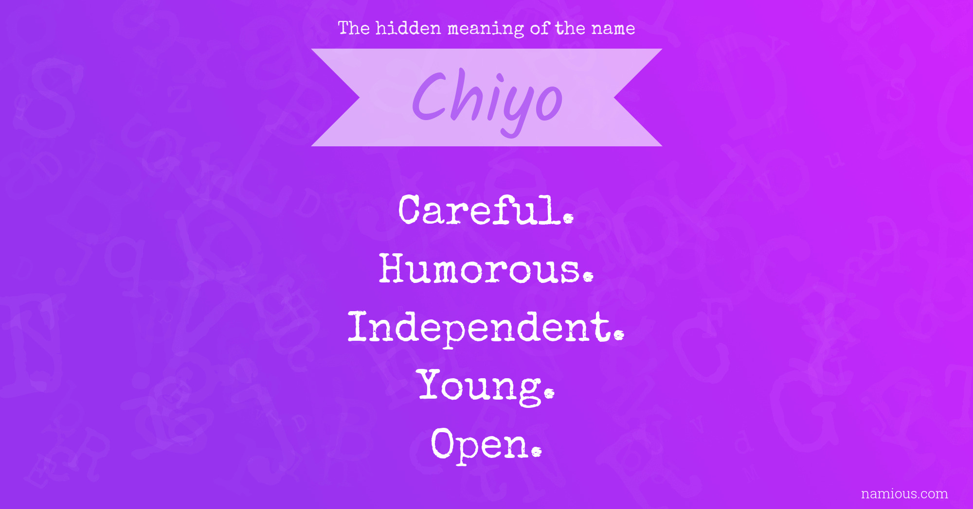 The hidden meaning of the name Chiyo