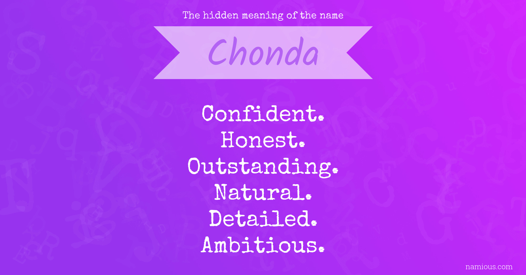 The hidden meaning of the name Chonda