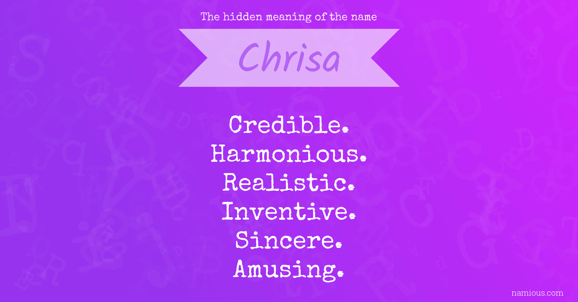 The hidden meaning of the name Chrisa