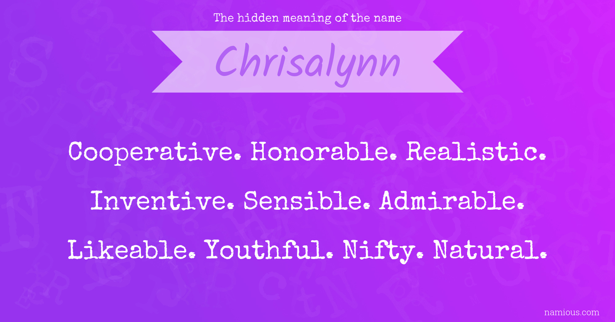 The hidden meaning of the name Chrisalynn