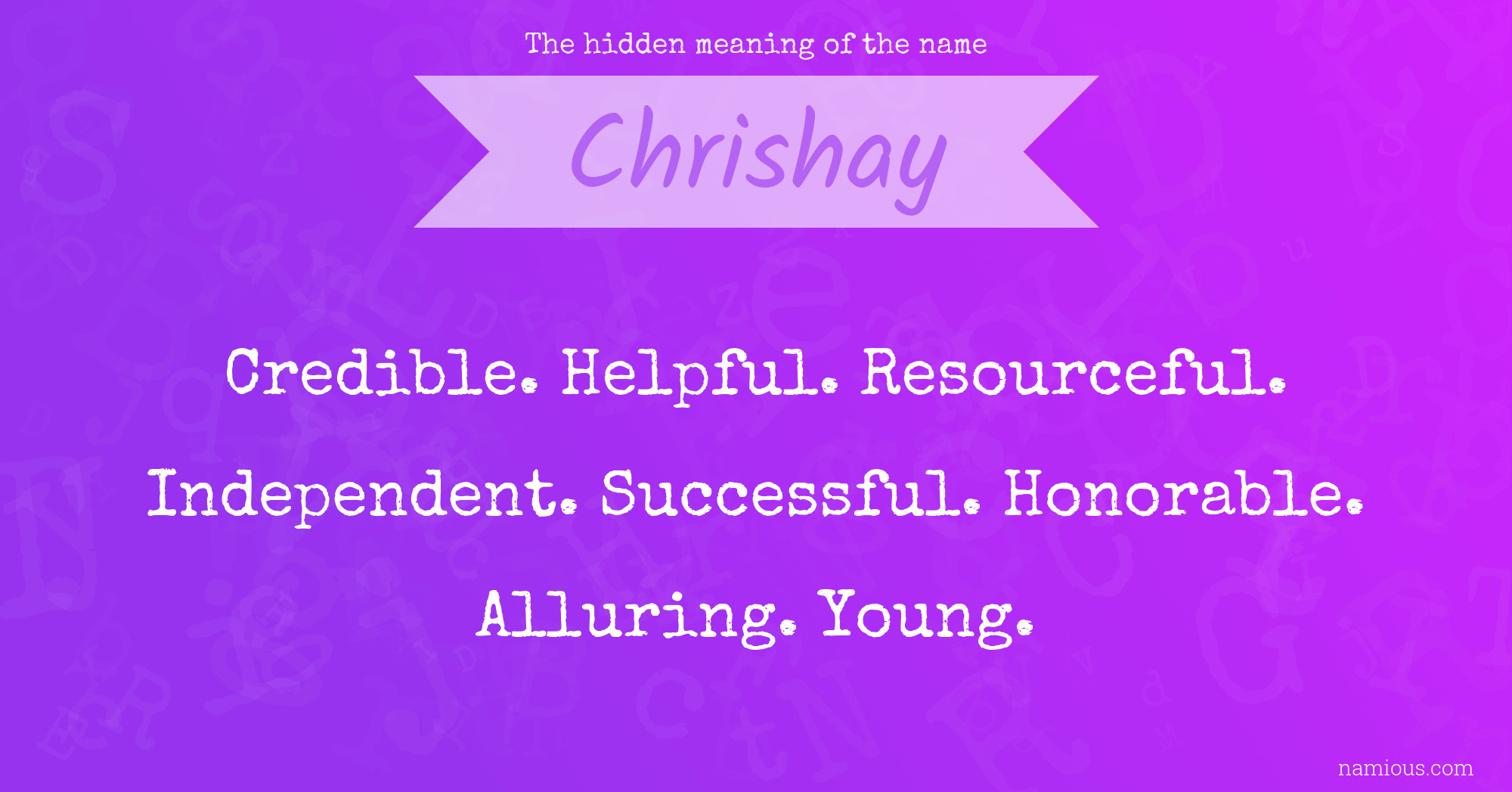 The hidden meaning of the name Chrishay