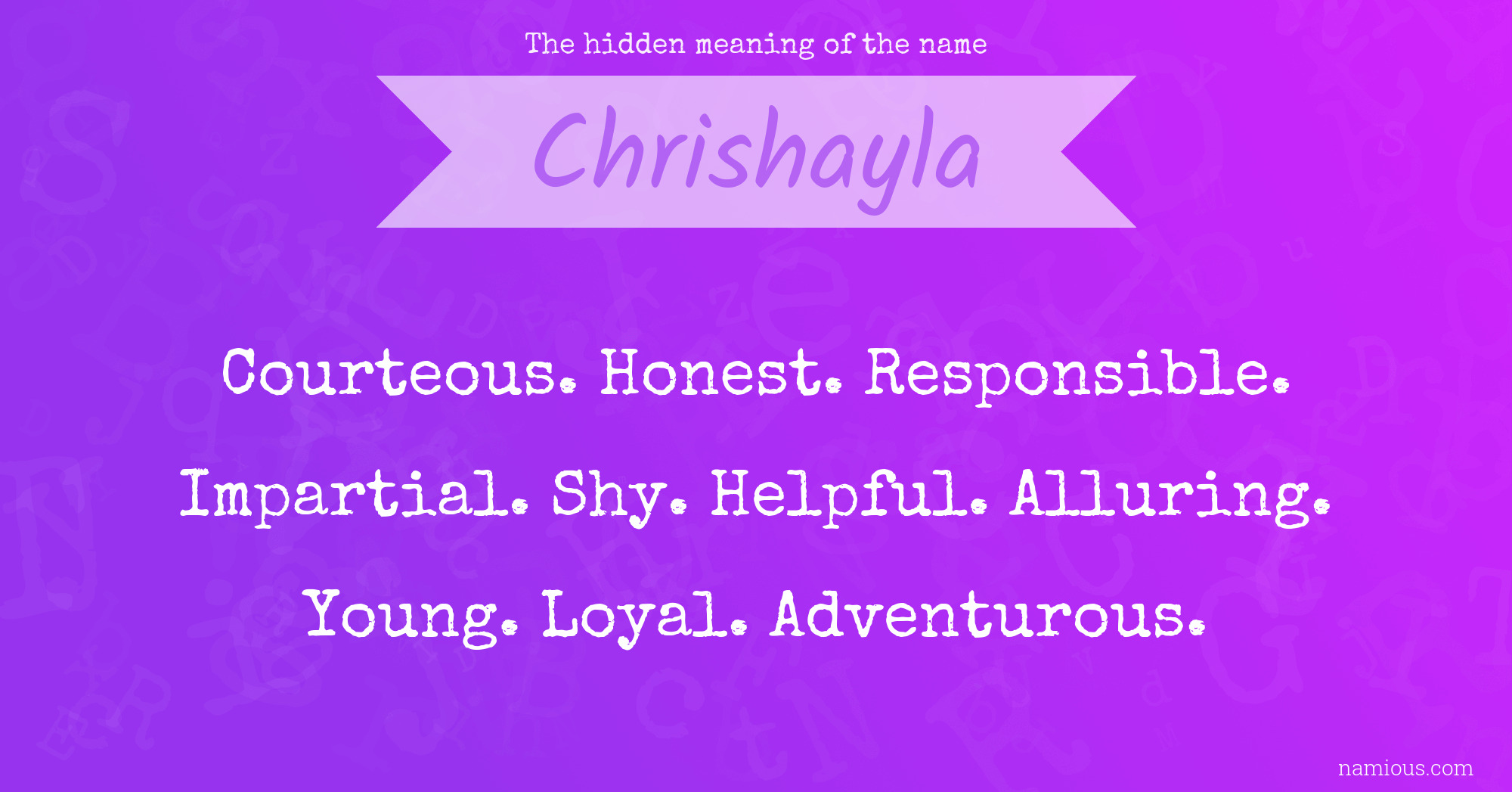 The hidden meaning of the name Chrishayla