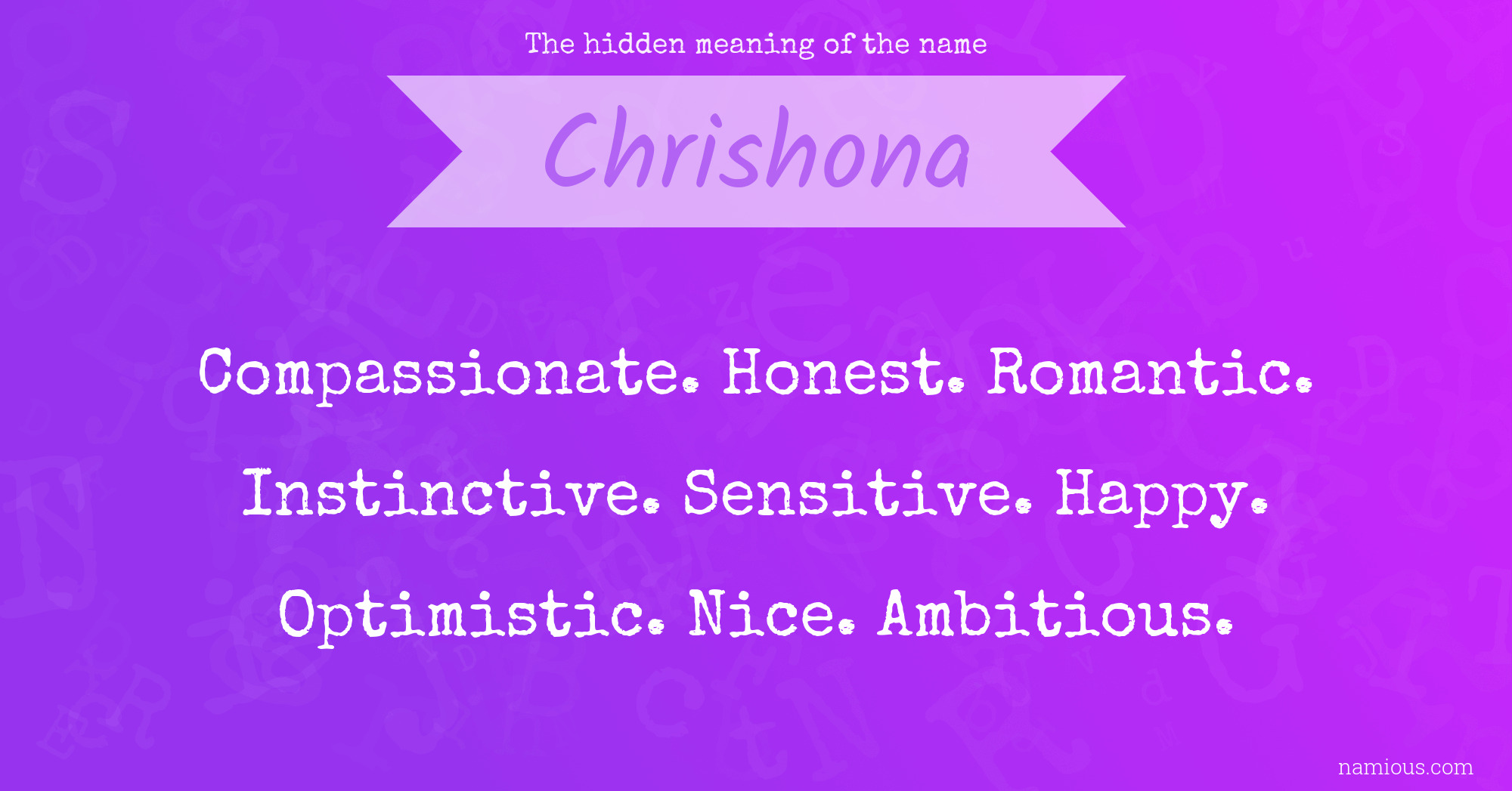 The hidden meaning of the name Chrishona