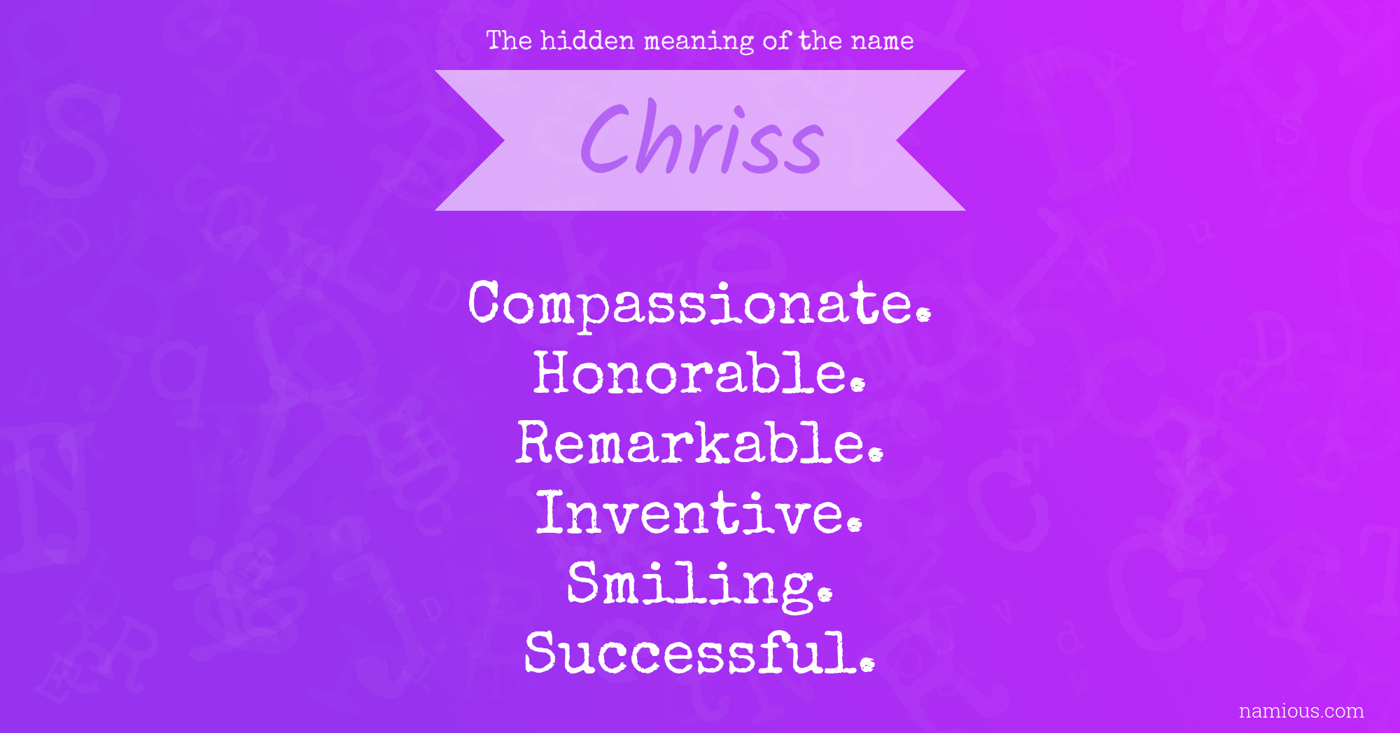 The hidden meaning of the name Chriss