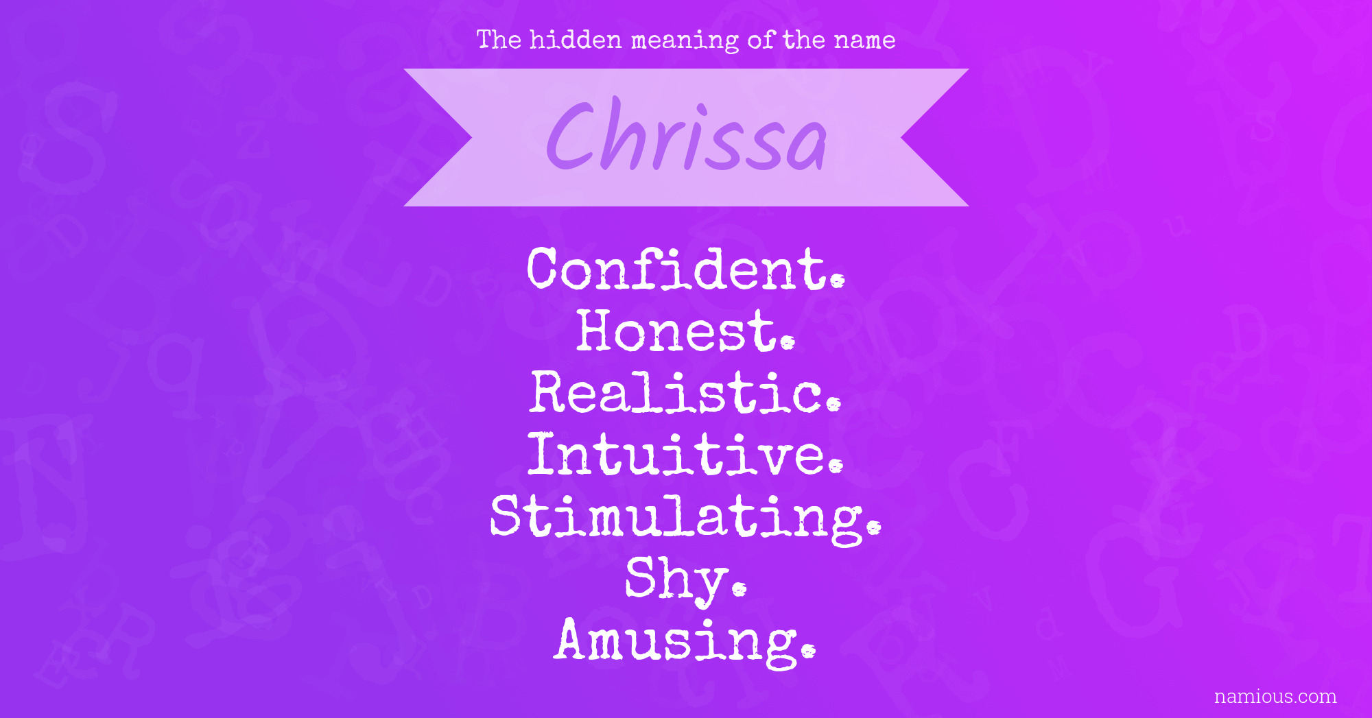 The hidden meaning of the name Chrissa