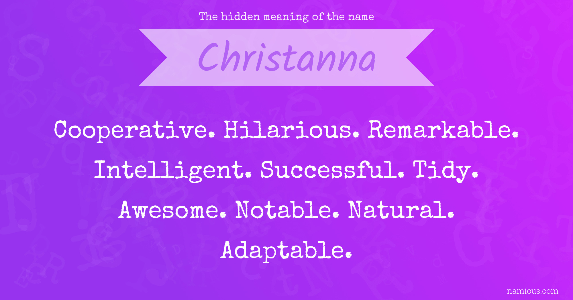 The hidden meaning of the name Christanna