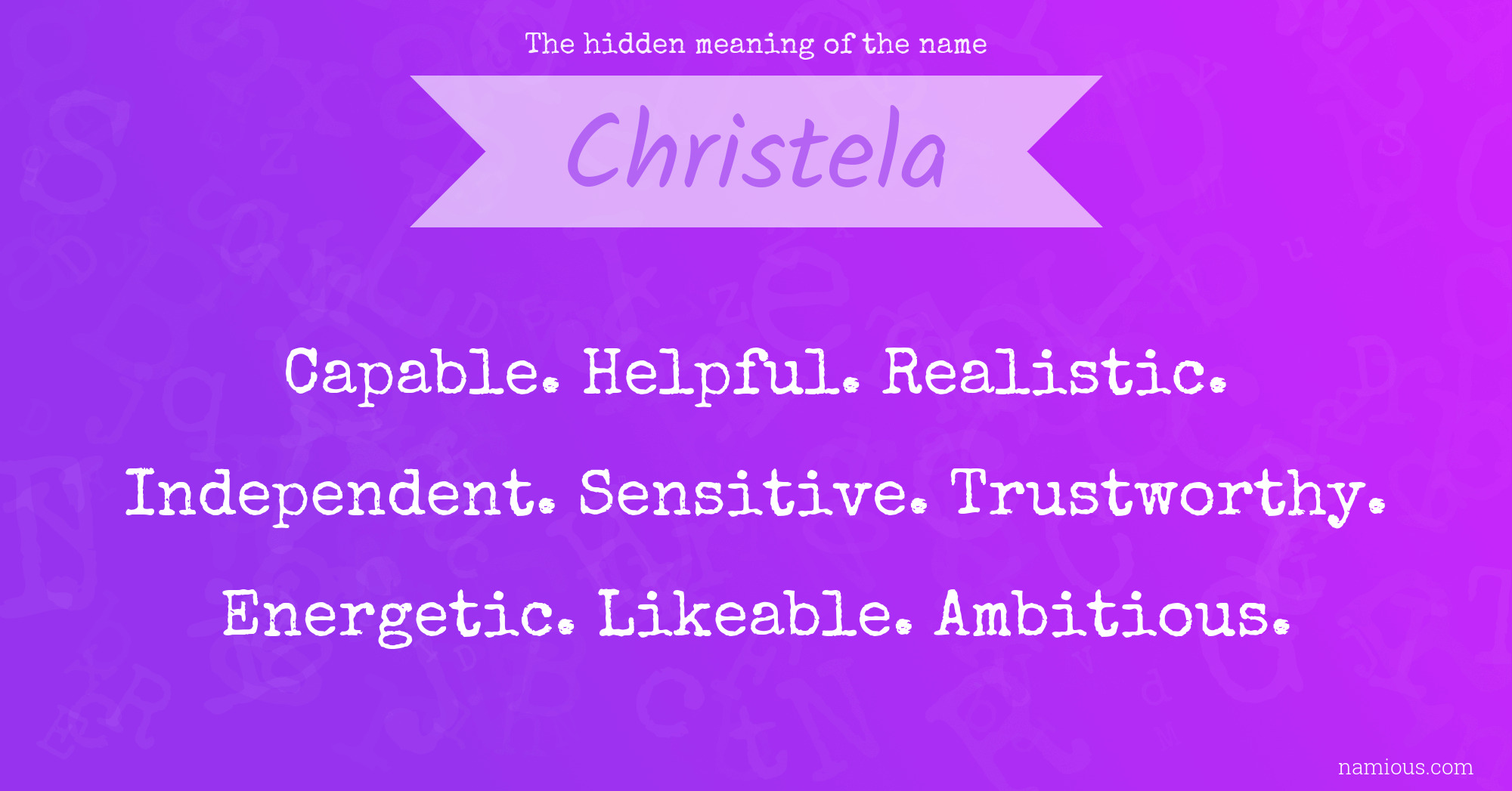 The hidden meaning of the name Christela