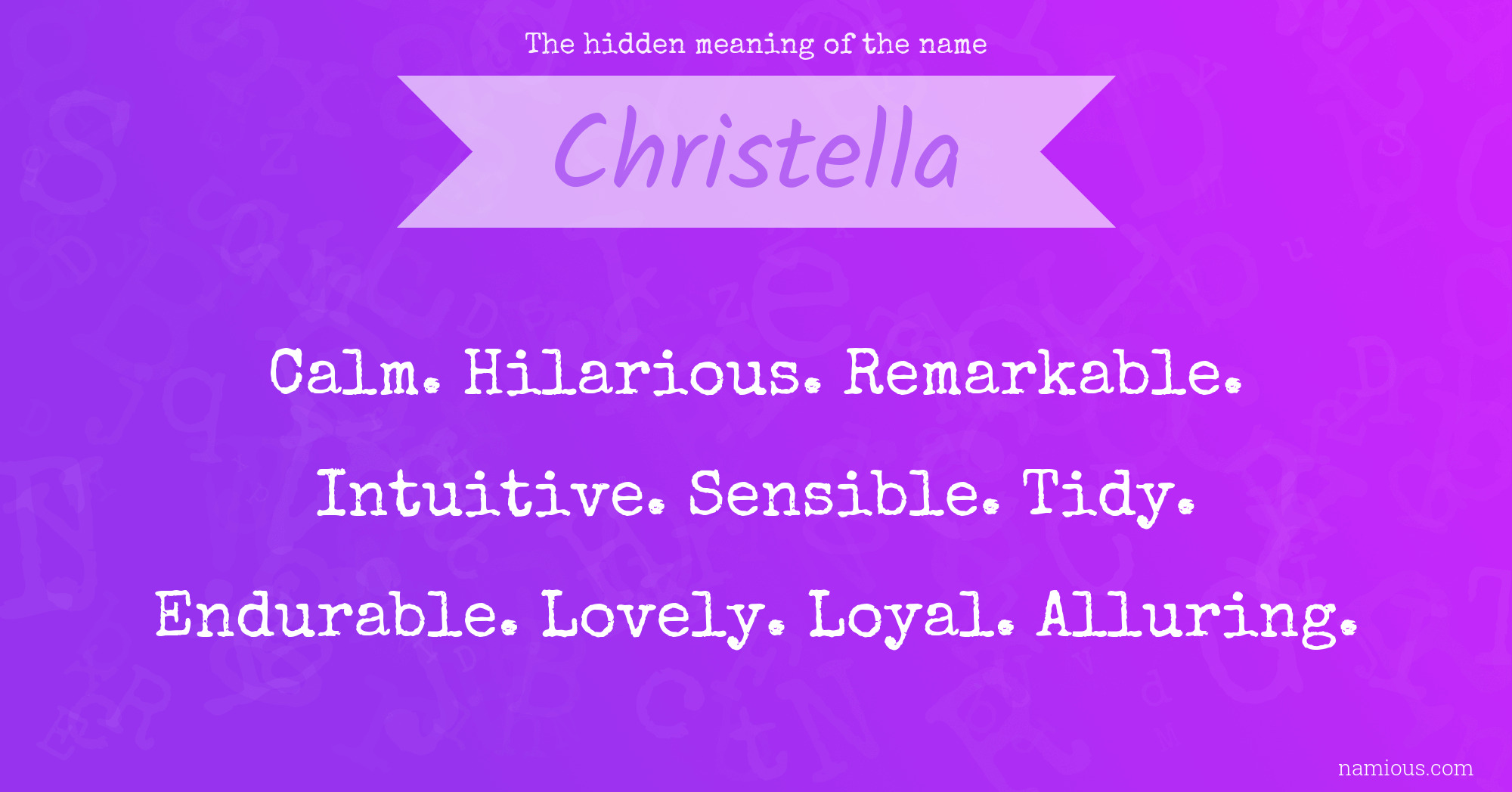 The hidden meaning of the name Christella