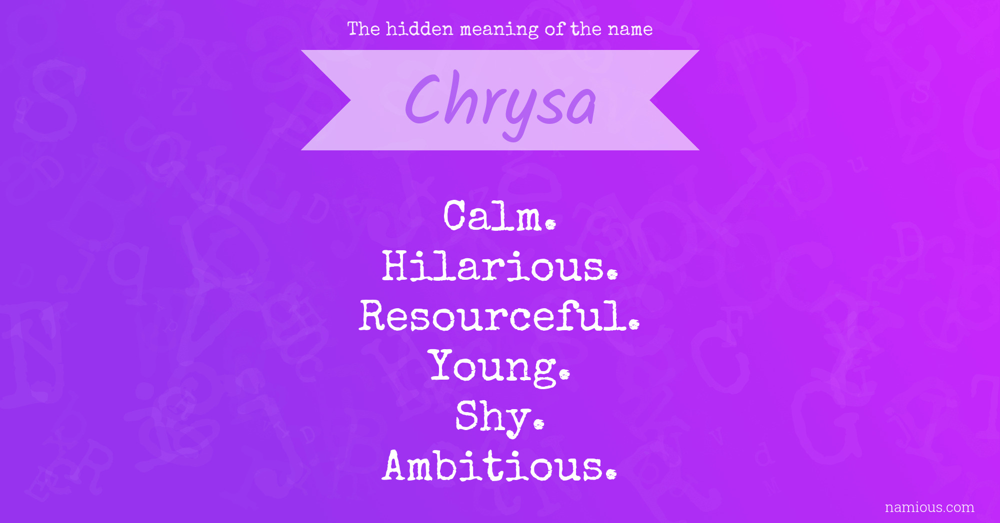 The hidden meaning of the name Chrysa