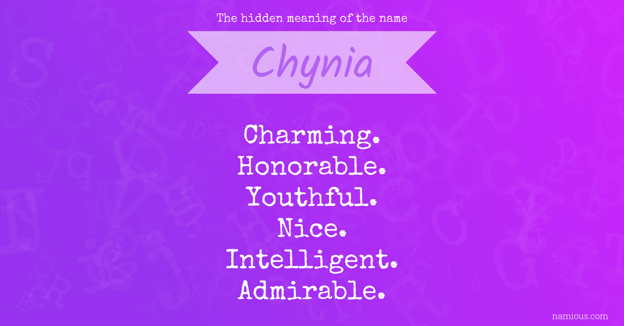 The hidden meaning of the name Chynia