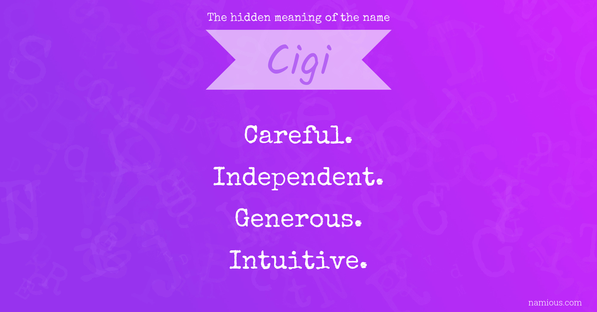 The hidden meaning of the name Cigi