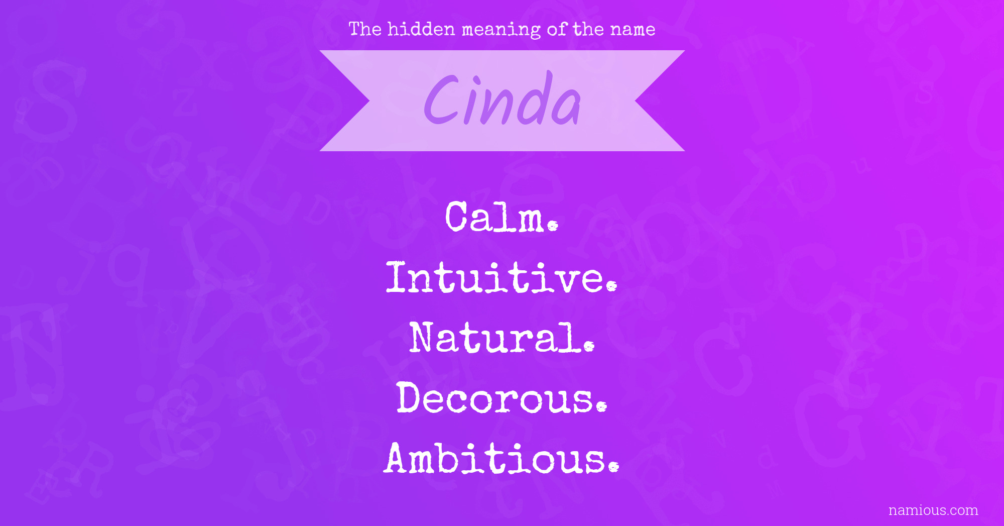 The hidden meaning of the name Cinda