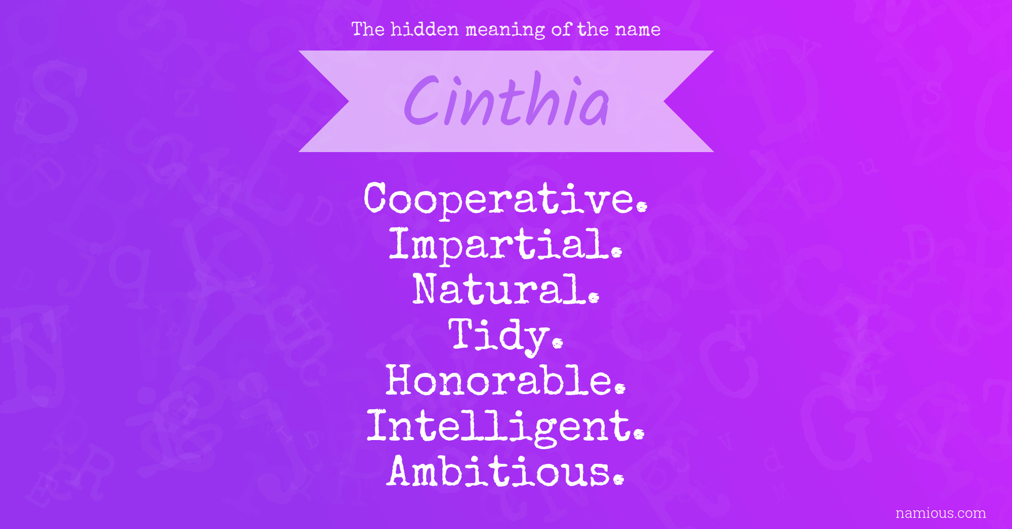 The hidden meaning of the name Cinthia