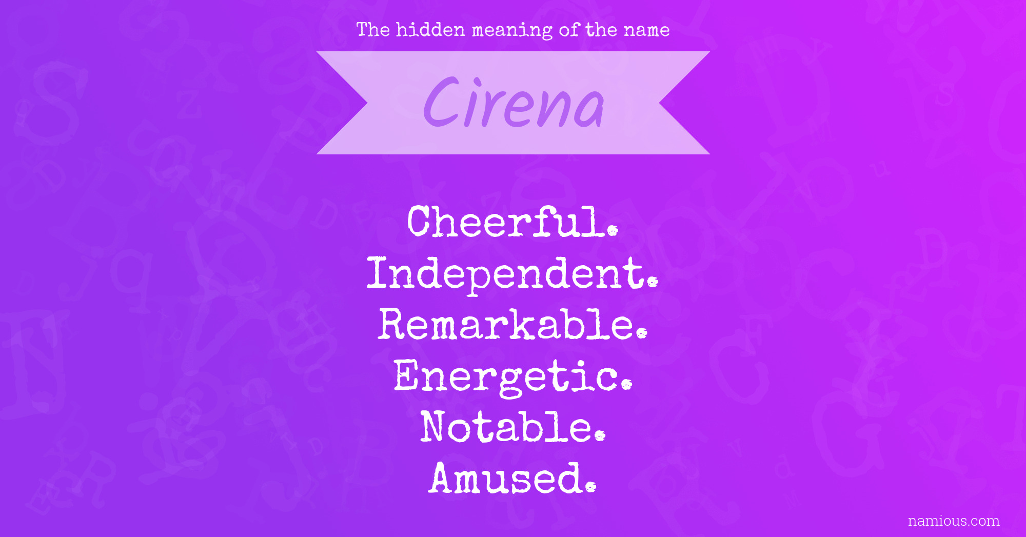 The hidden meaning of the name Cirena