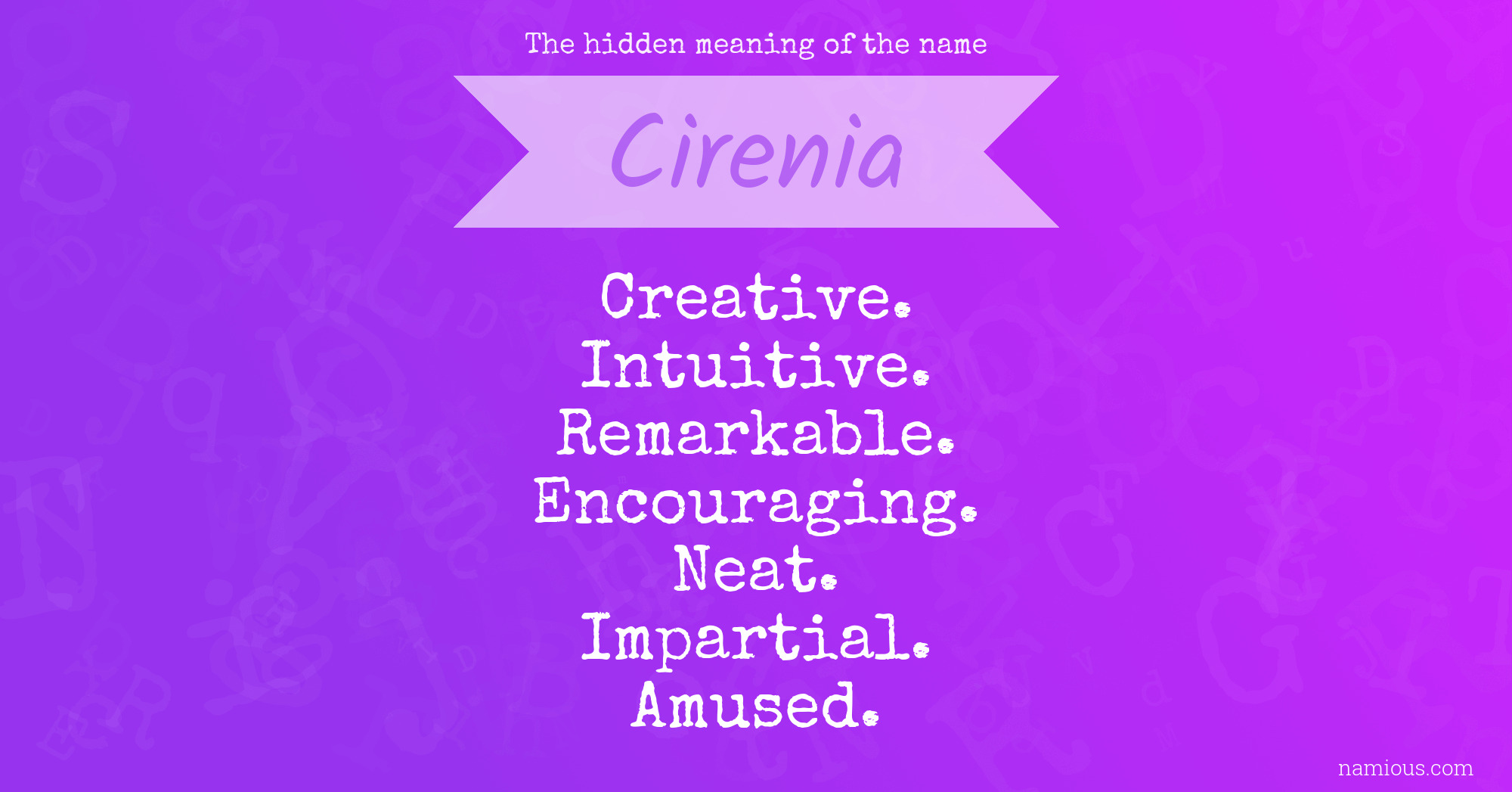 The hidden meaning of the name Cirenia