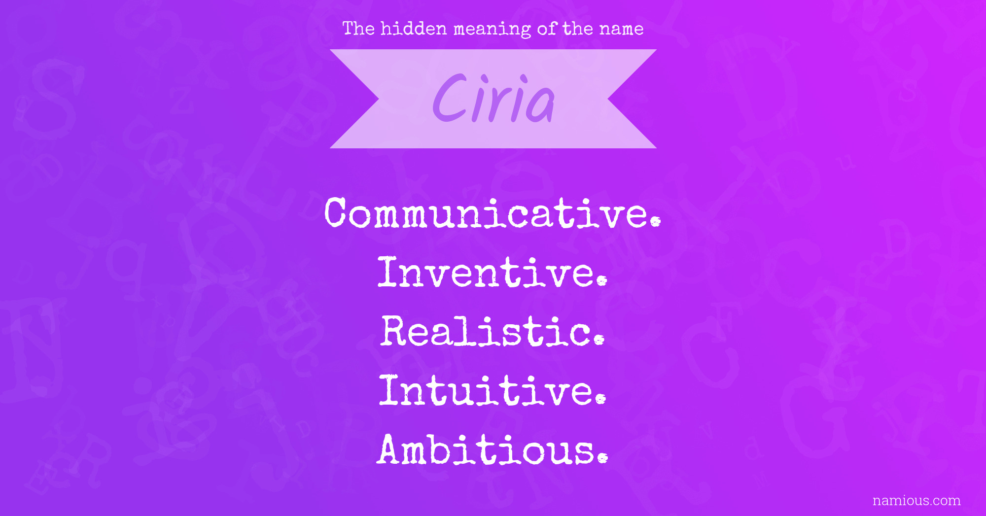 The hidden meaning of the name Ciria