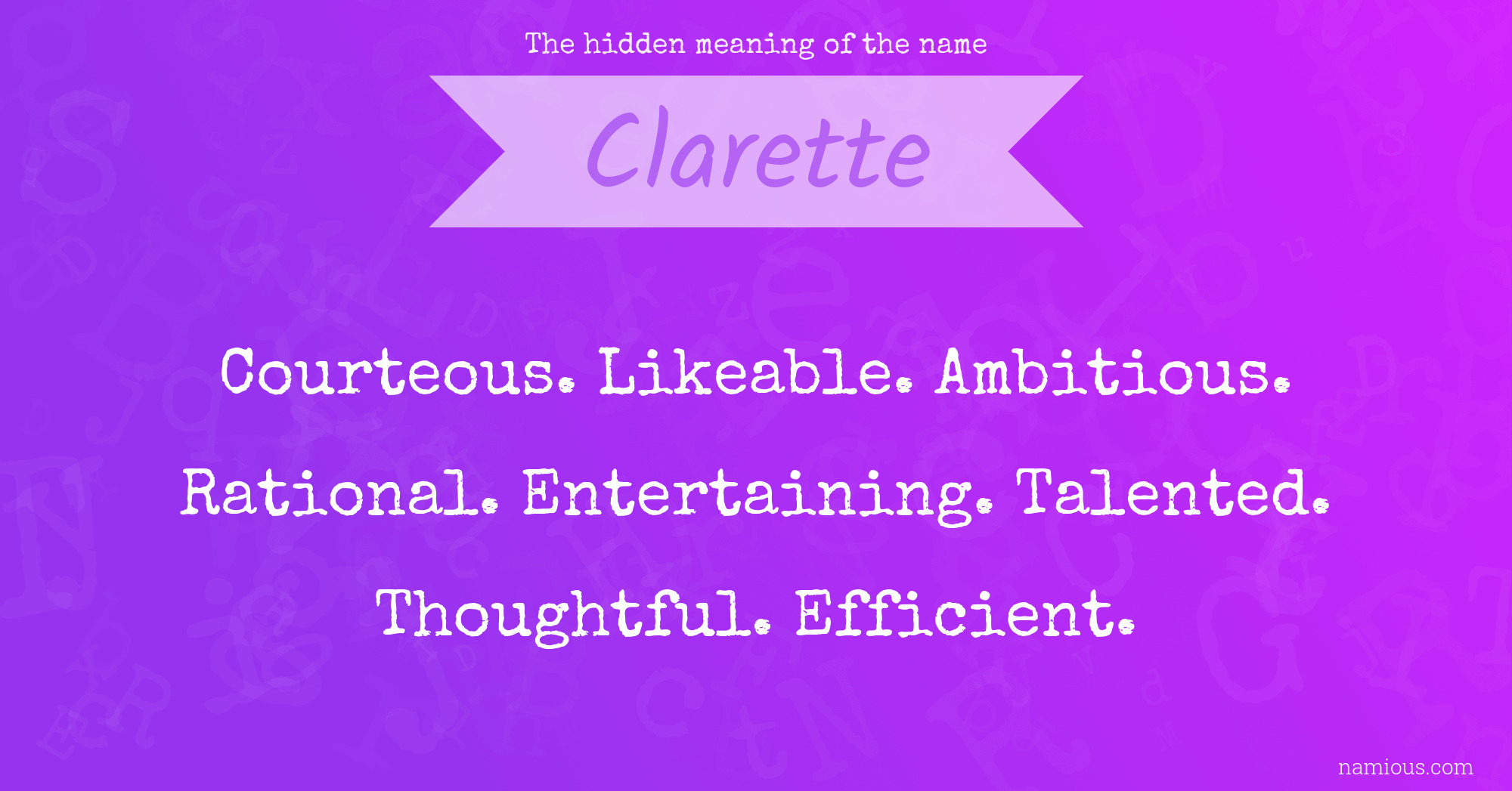 The hidden meaning of the name Clarette