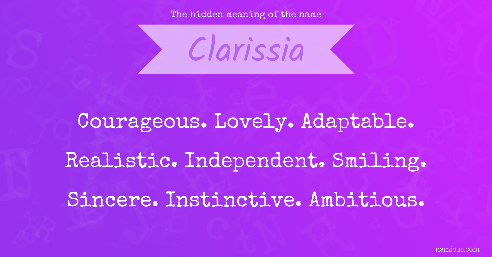 The hidden meaning of the name Clarissia