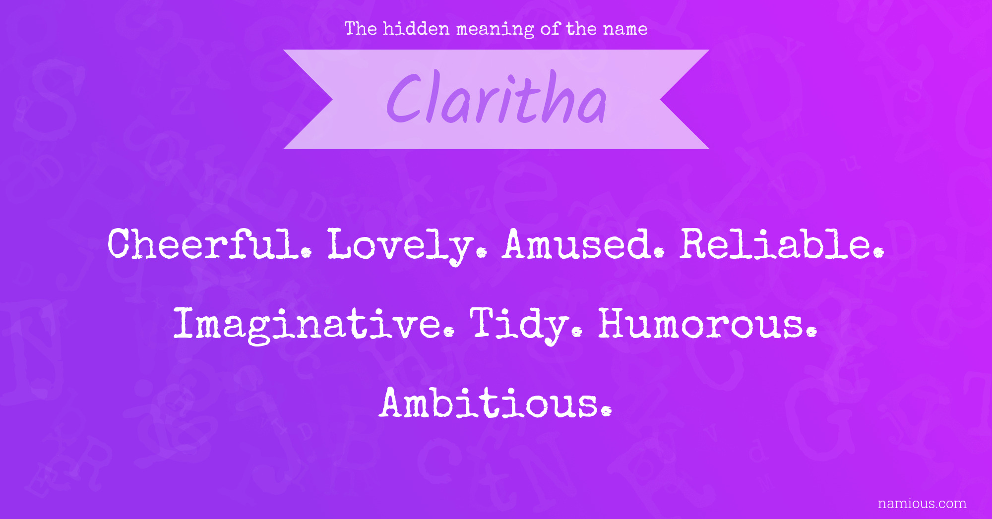 The hidden meaning of the name Claritha