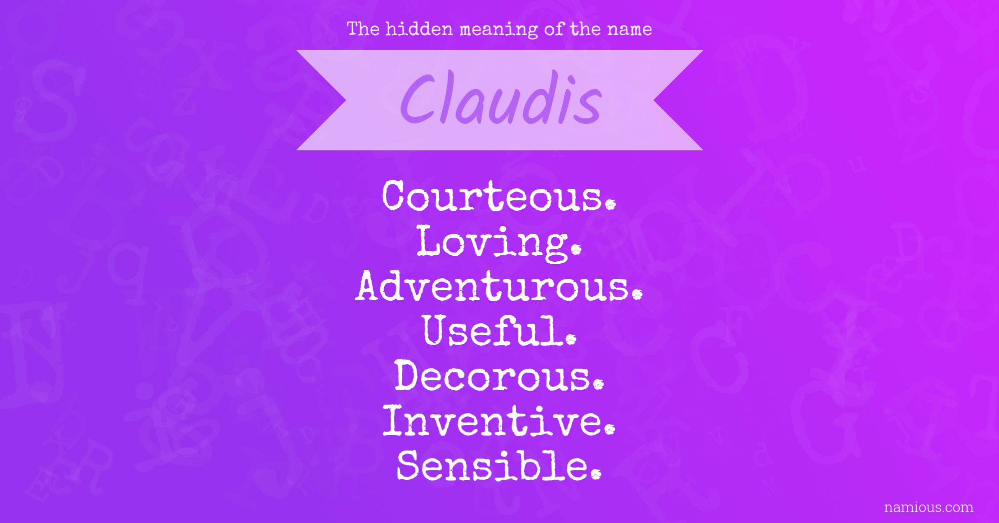 The hidden meaning of the name Claudis